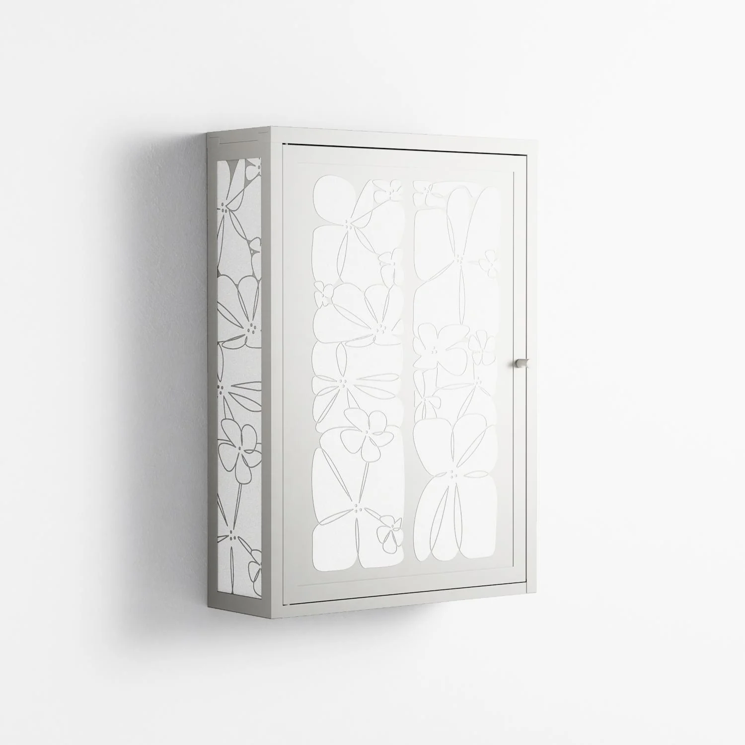 White Flowers - Wall Cabinet - Konrad Blaszczyk - Chalk - Overlay Metal - Image 4