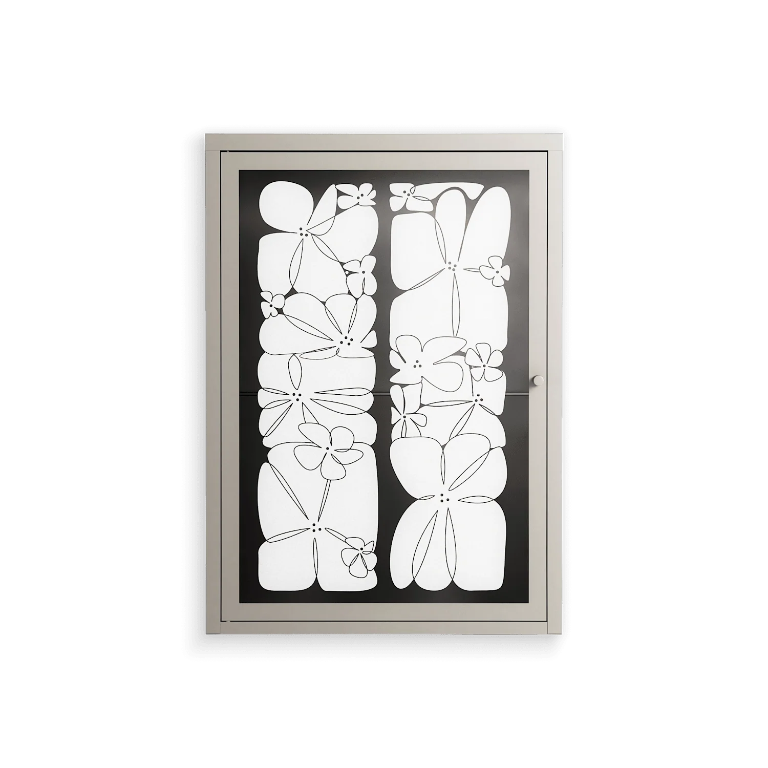 White Flowers - Wall Cabinet - Konrad Blaszczyk - Pebble - Overlay Glass