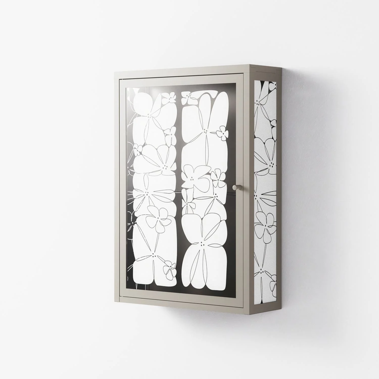 White Flowers - Wall Cabinet - Konrad Blaszczyk - Pebble - Overlay Glass - Image 2