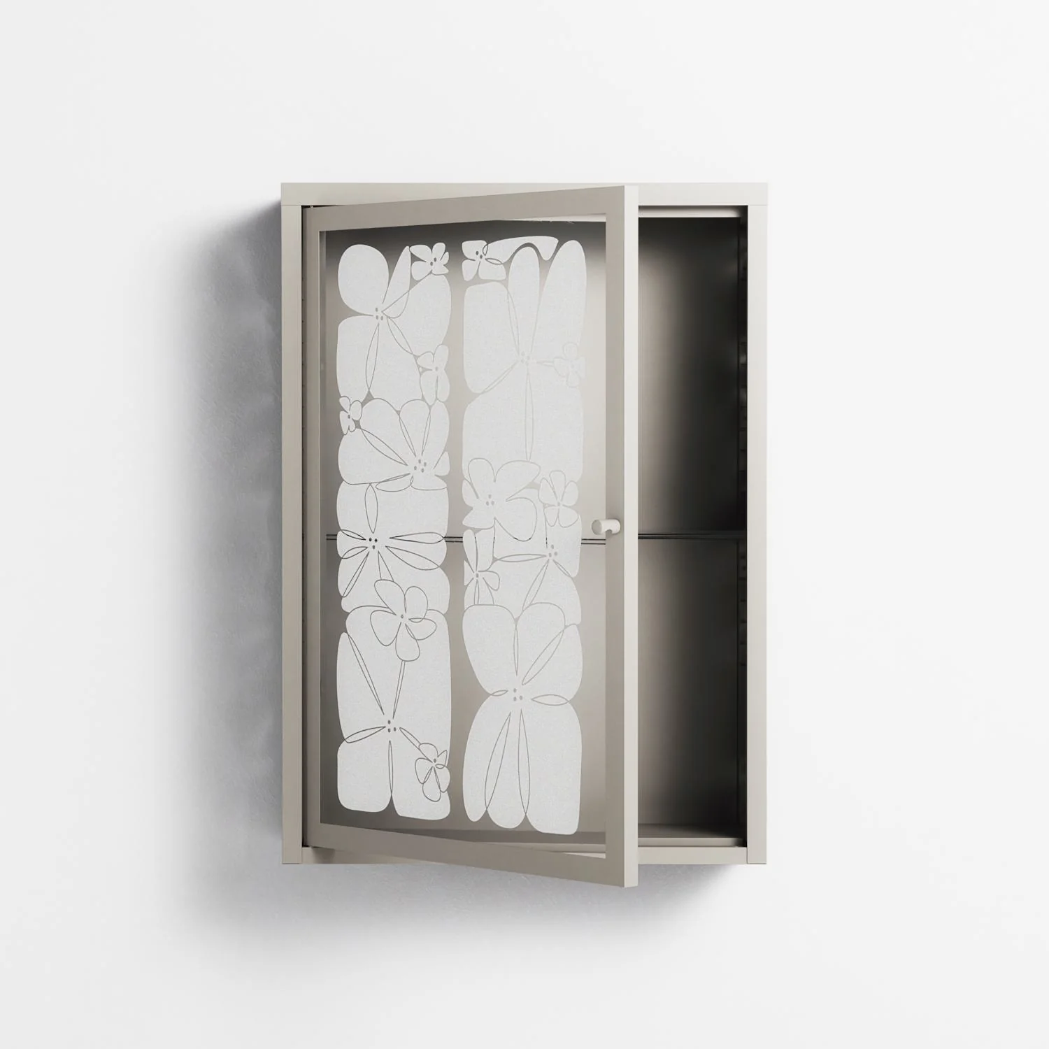White Flowers - Wall Cabinet - Konrad Blaszczyk - Pebble - Overlay Glass - Image 3