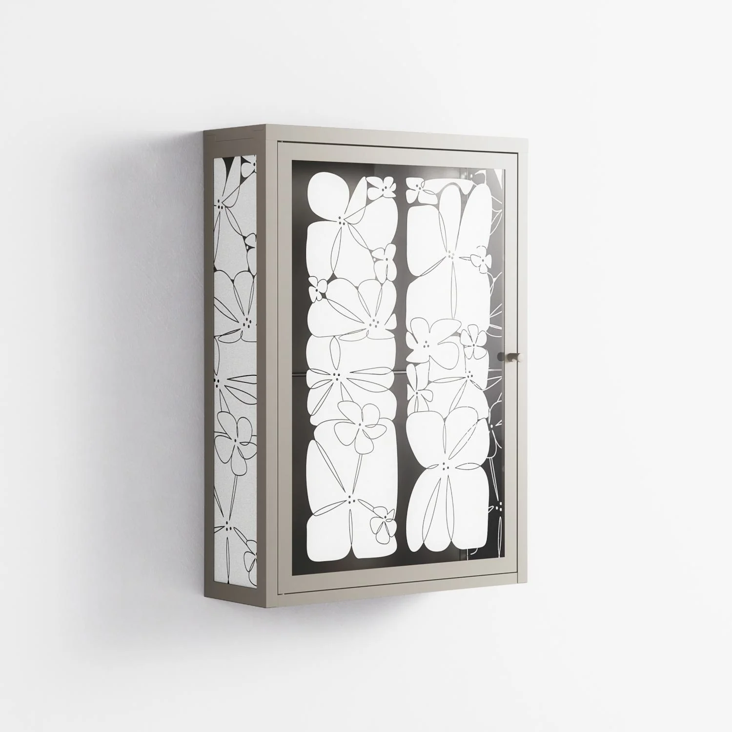 White Flowers - Wall Cabinet - Konrad Blaszczyk - Pebble - Overlay Glass - Image 4