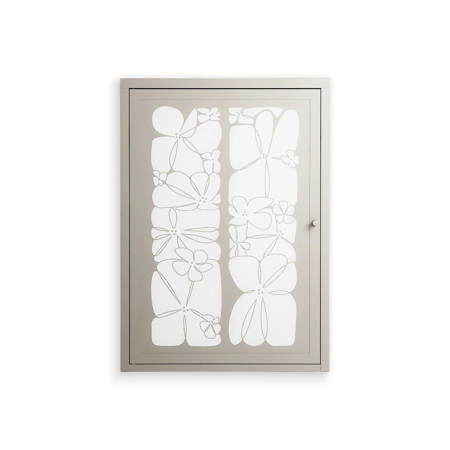 White Flowers - Wall Cabinet - Konrad Blaszczyk - Pebble - Overlay Metal