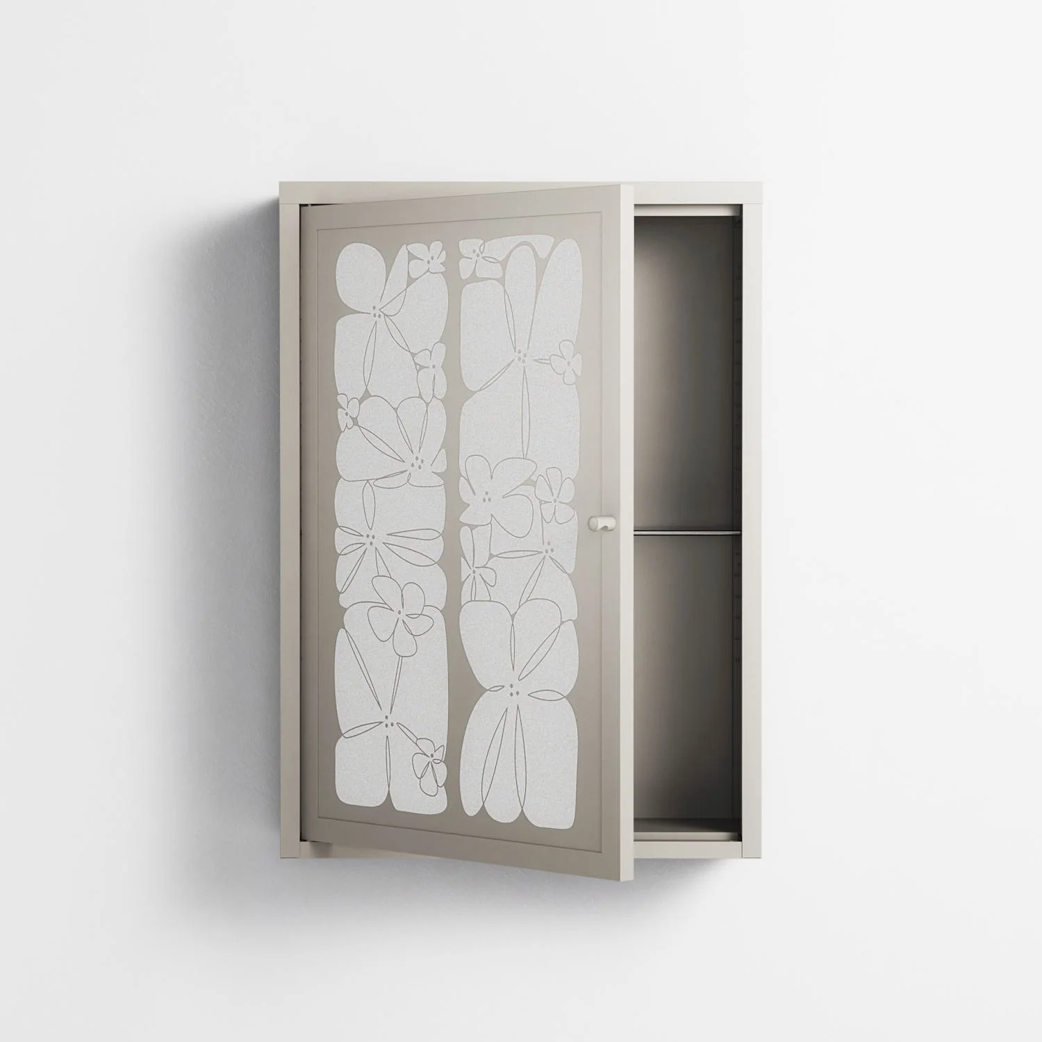 White Flowers - Wall Cabinet - Konrad Blaszczyk - Pebble - Overlay Metal - Image 3