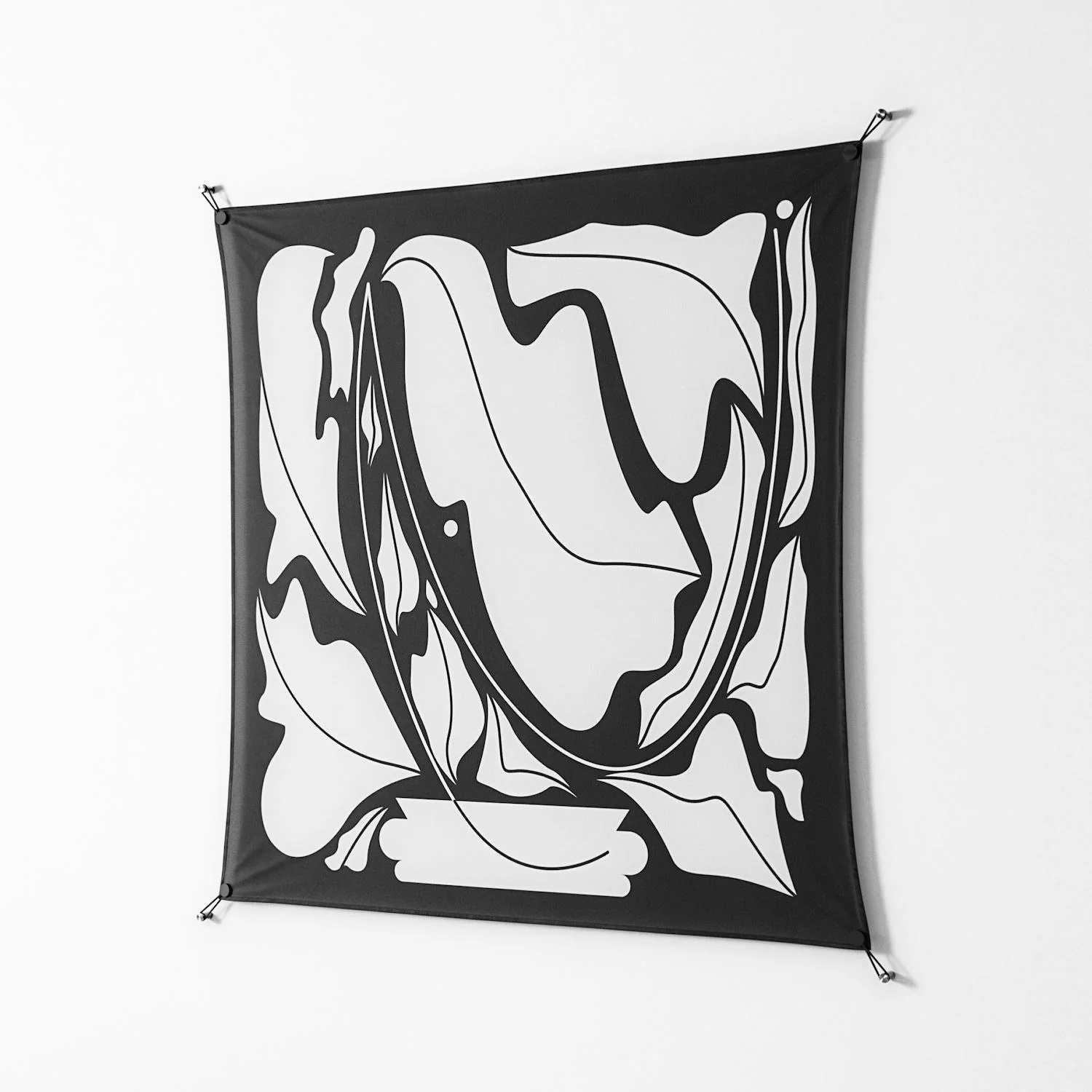 White Flowers - Work On Wall - Konrad Blaszczyk - Black - 140 x 140 cm - Image 2