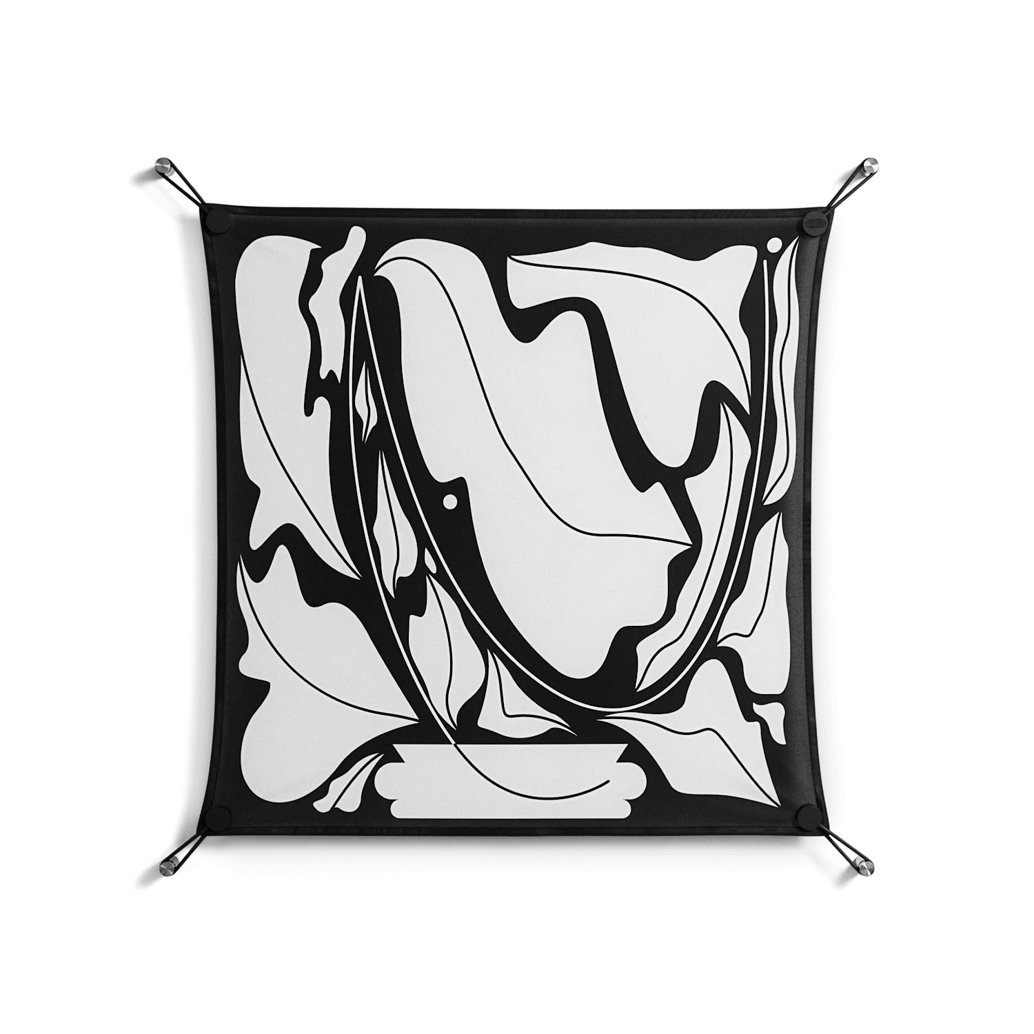 White Flowers - Work On Wall - Konrad Blaszczyk - Black - 70 x 70 cm