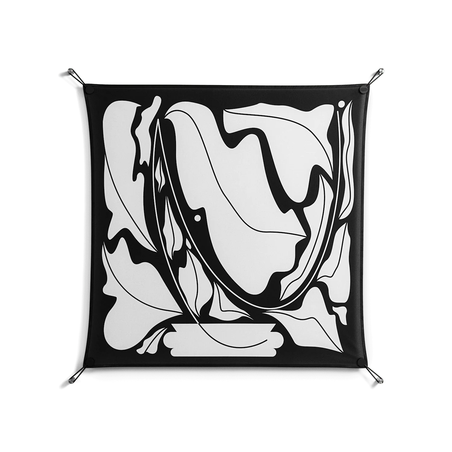 White Flowers - Work On Wall - Konrad Blaszczyk - Black - 90 x 90 cm