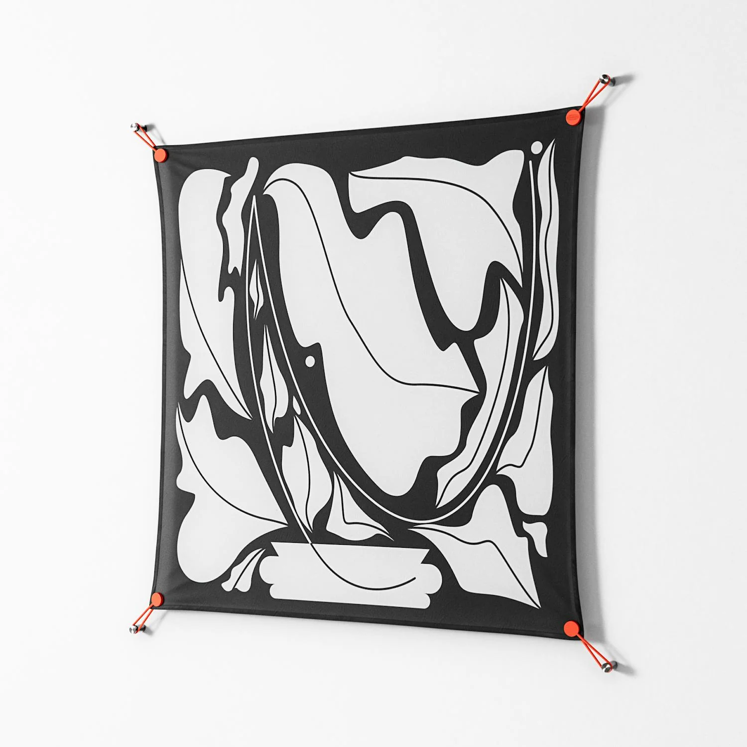 White Flowers - Work On Wall - Konrad Blaszczyk - Orange - 90 x 90 cm - Image 2