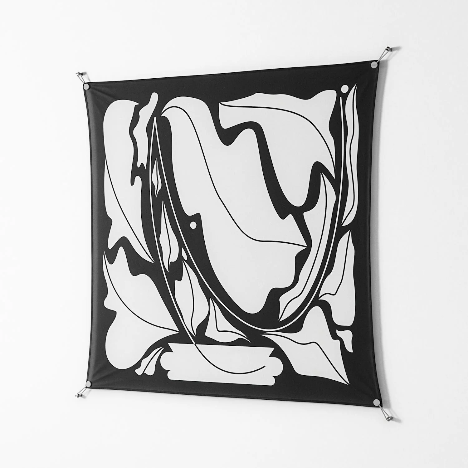 White Flowers - Work On Wall - Konrad Blaszczyk - Silver - 140 x 140 cm - Image 2
