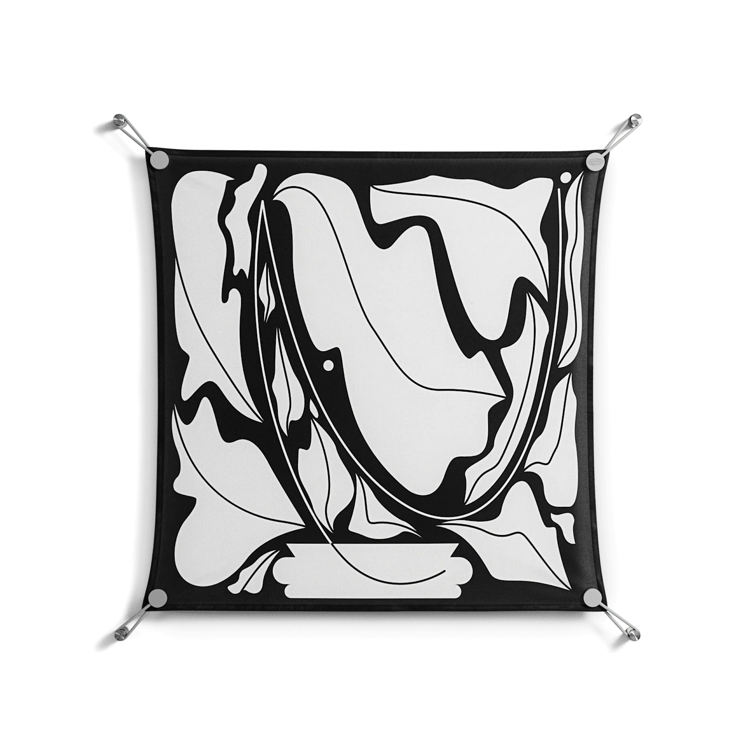 White Flowers - Work On Wall - Konrad Blaszczyk - Silver - 70 x 70 cm