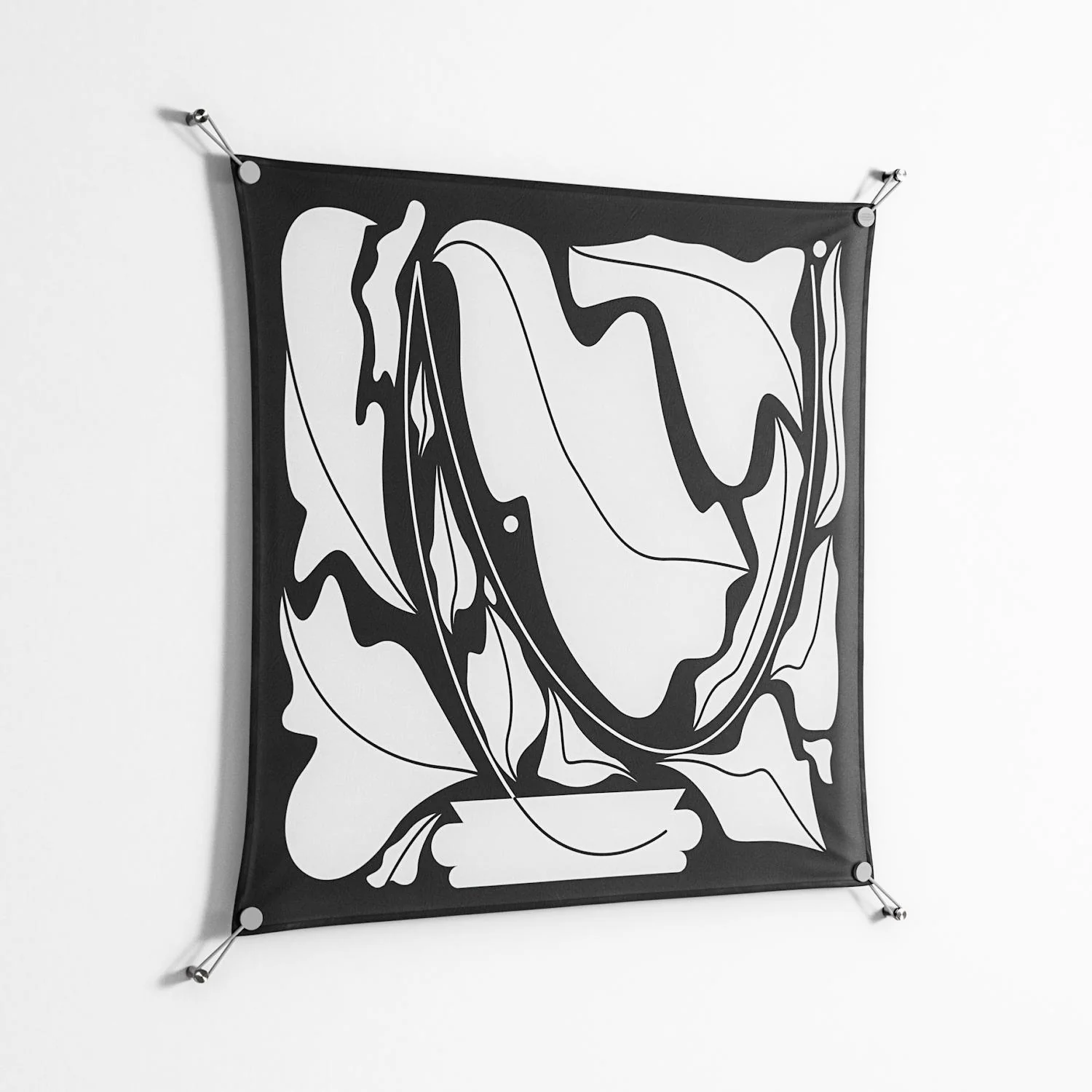 White Flowers - Work On Wall - Konrad Blaszczyk - Silver - 90 x 90 cm - Image 2