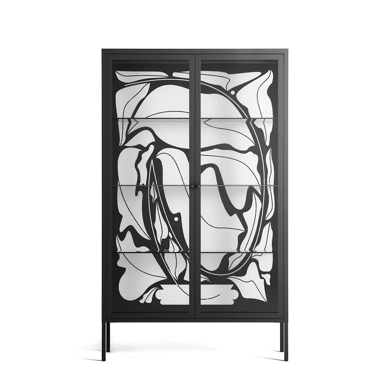 White Potted Plant - Cabinet - Konrad Blaszczyk - Antracite - Clear glass
