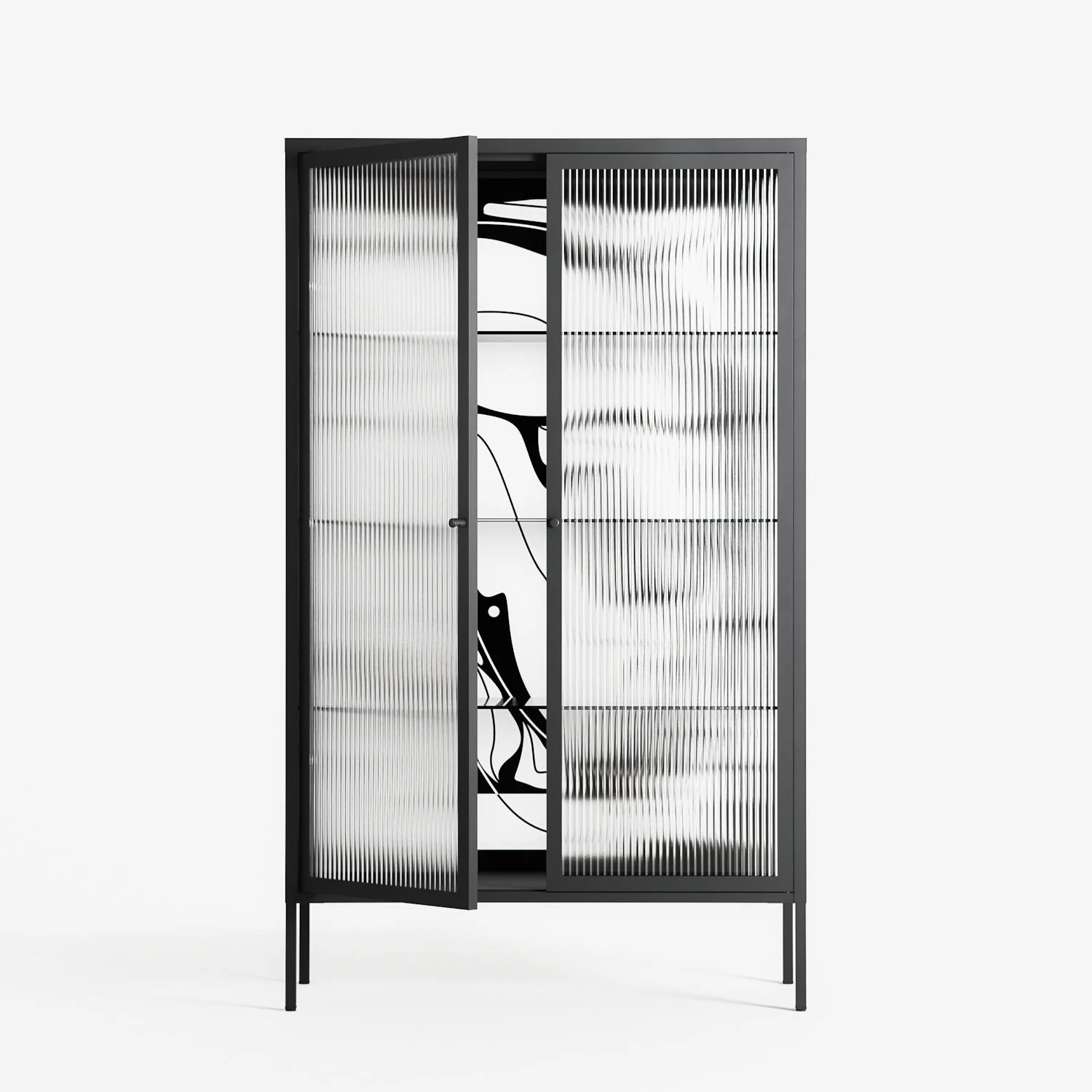 White Potted Plant - Cabinet - Konrad Blaszczyk - Antracite - Reeded glass - Image 2