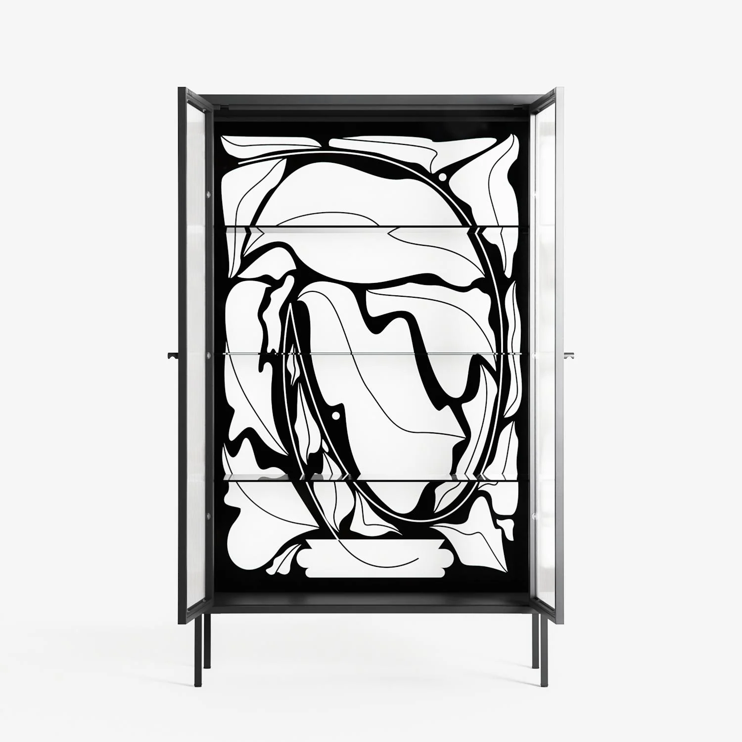 White Potted Plant - Cabinet - Konrad Blaszczyk - Antracite - Reeded glass - Image 3