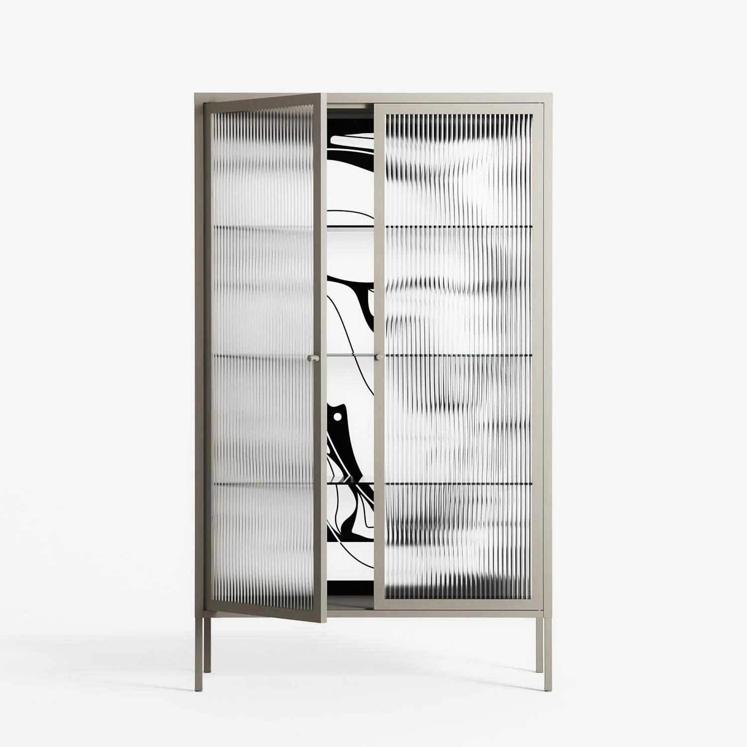 White Potted Plant - Cabinet - Konrad Blaszczyk - Pebble - Reeded glass - Image 2
