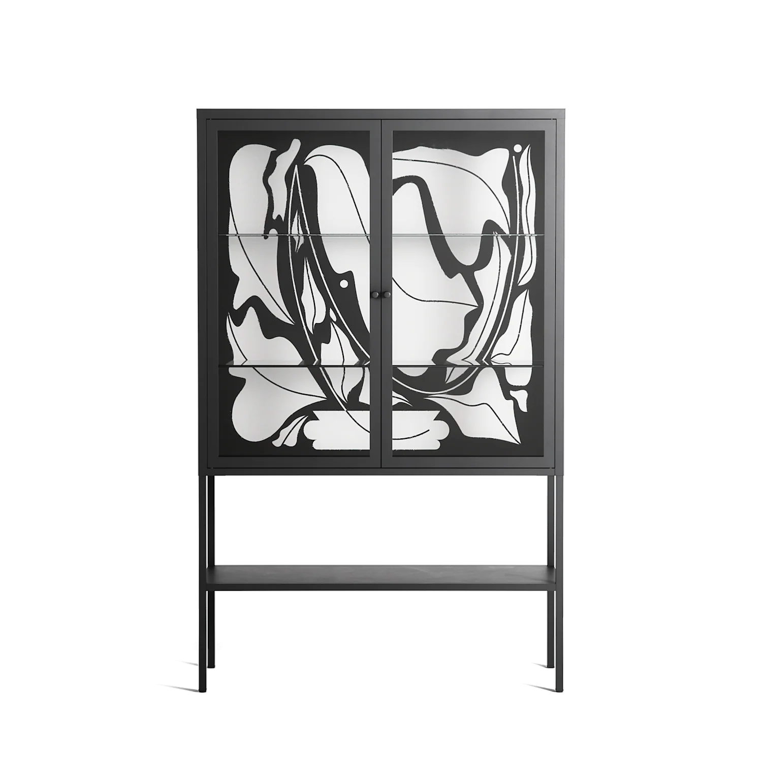 White Potted Plant - Loft Cabinet - Konrad Blaszczyk - Antracite - Clear glass