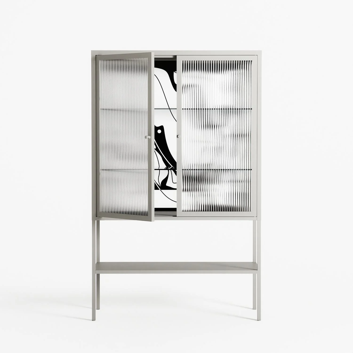 White Potted Plant - Loft Cabinet - Konrad Blaszczyk - Chalk - Reeded glass - Image 2
