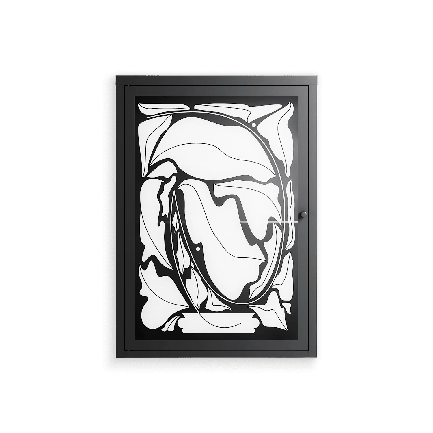 White Potted Plant - Wall Cabinet - Konrad Blaszczyk - Antracite - Overlay Glass