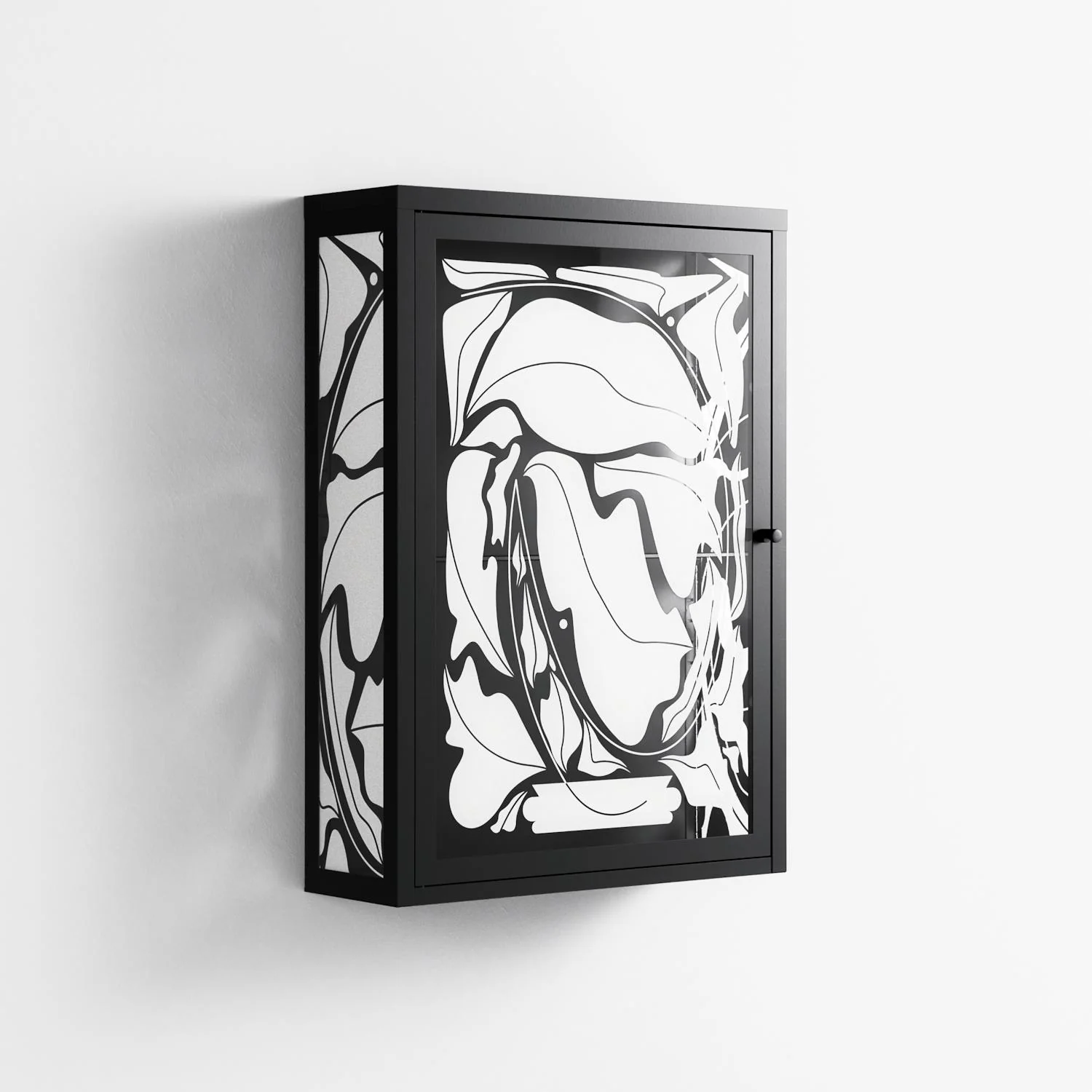 White Potted Plant - Wall Cabinet - Konrad Blaszczyk - Antracite - Overlay Glass - Image 4