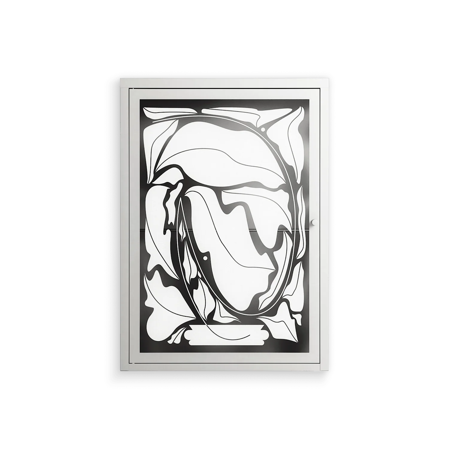 White Potted Plant - Wall Cabinet - Konrad Blaszczyk - Chalk - Overlay Glass