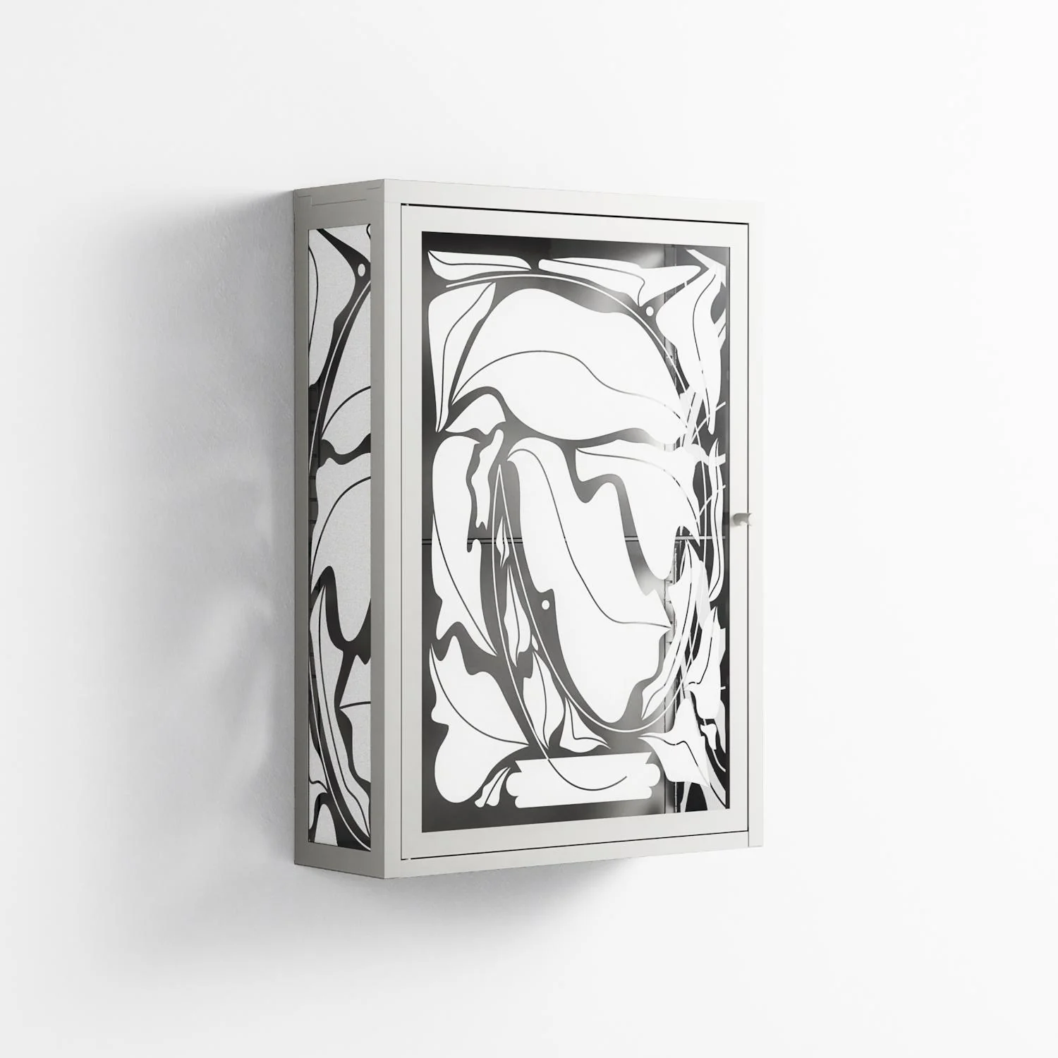 White Potted Plant - Wall Cabinet - Konrad Blaszczyk - Chalk - Overlay Glass - Image 4
