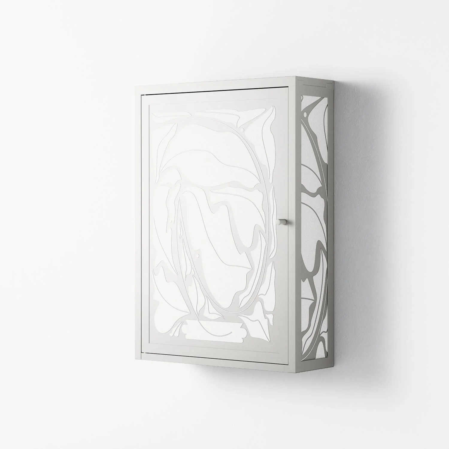 White Potted Plant - Wall Cabinet - Konrad Blaszczyk - Chalk - Overlay Metal - Image 2