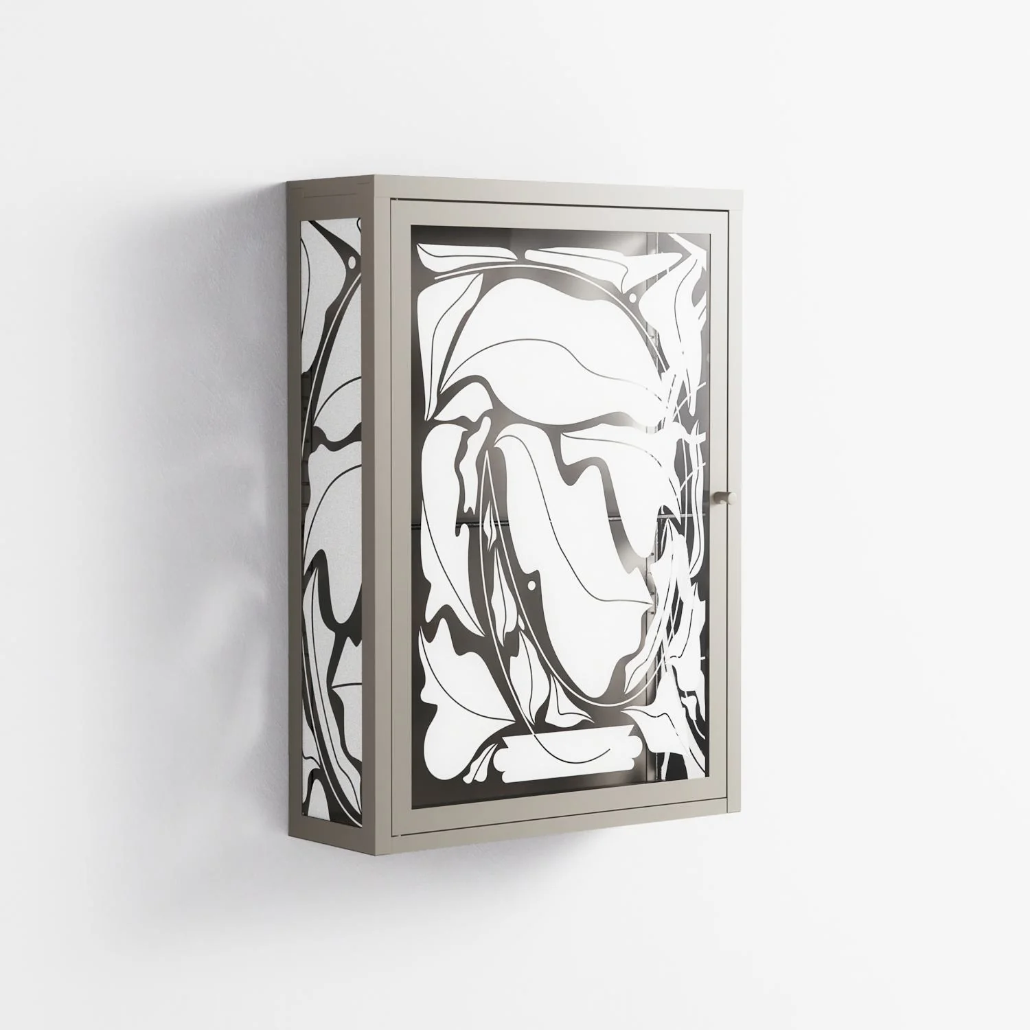 White Potted Plant - Wall Cabinet - Konrad Blaszczyk - Pebble - Overlay Glass - Image 4