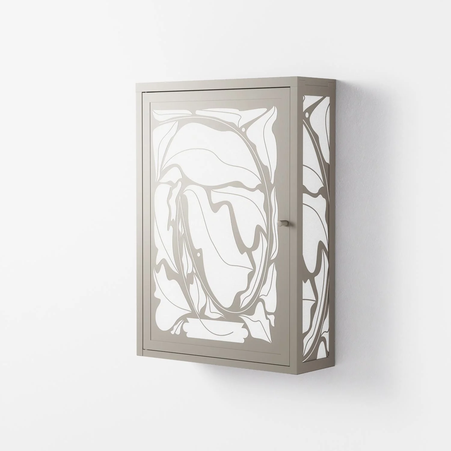 White Potted Plant - Wall Cabinet - Konrad Blaszczyk - Pebble - Overlay Metal - Image 2