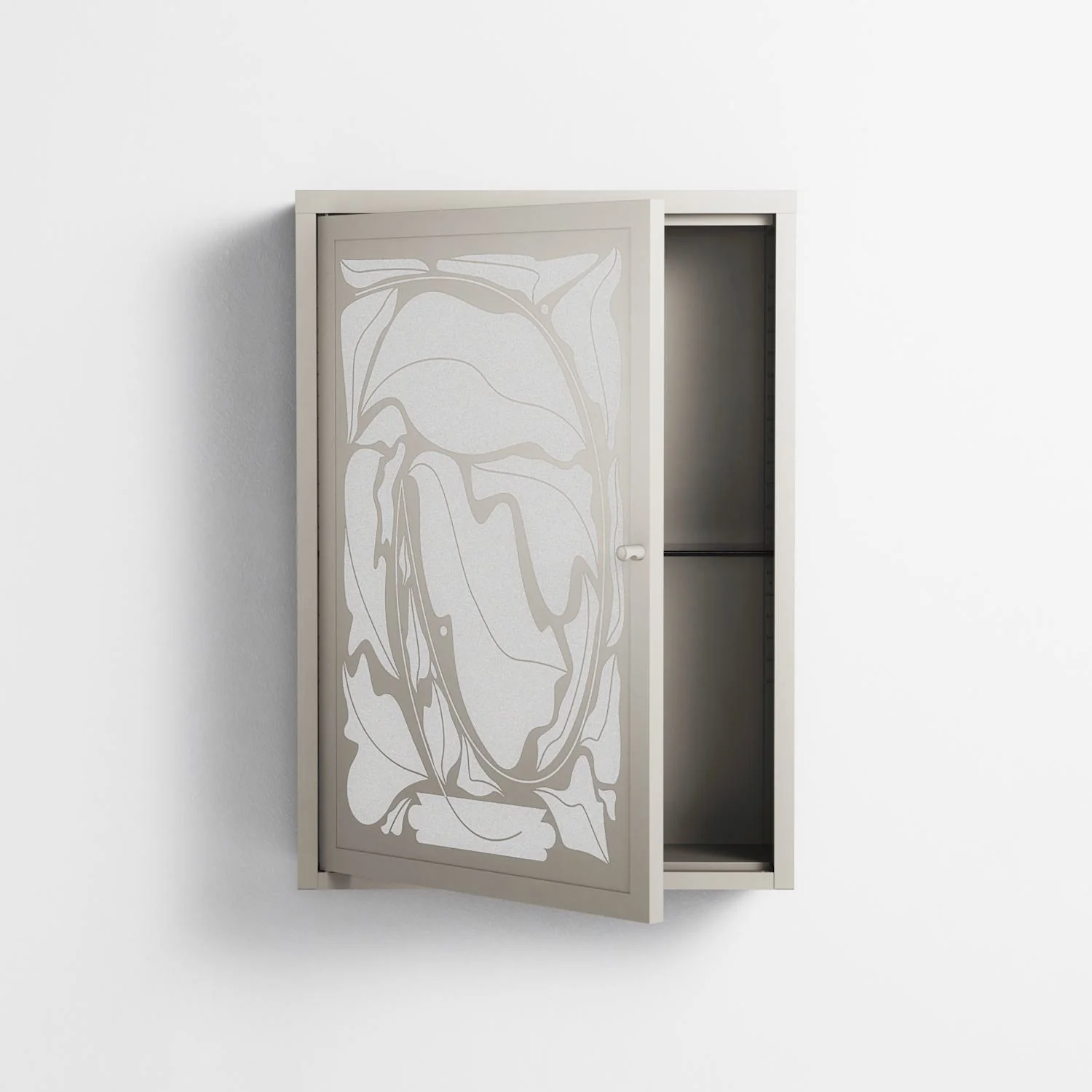 White Potted Plant - Wall Cabinet - Konrad Blaszczyk - Pebble - Overlay Metal - Image 3