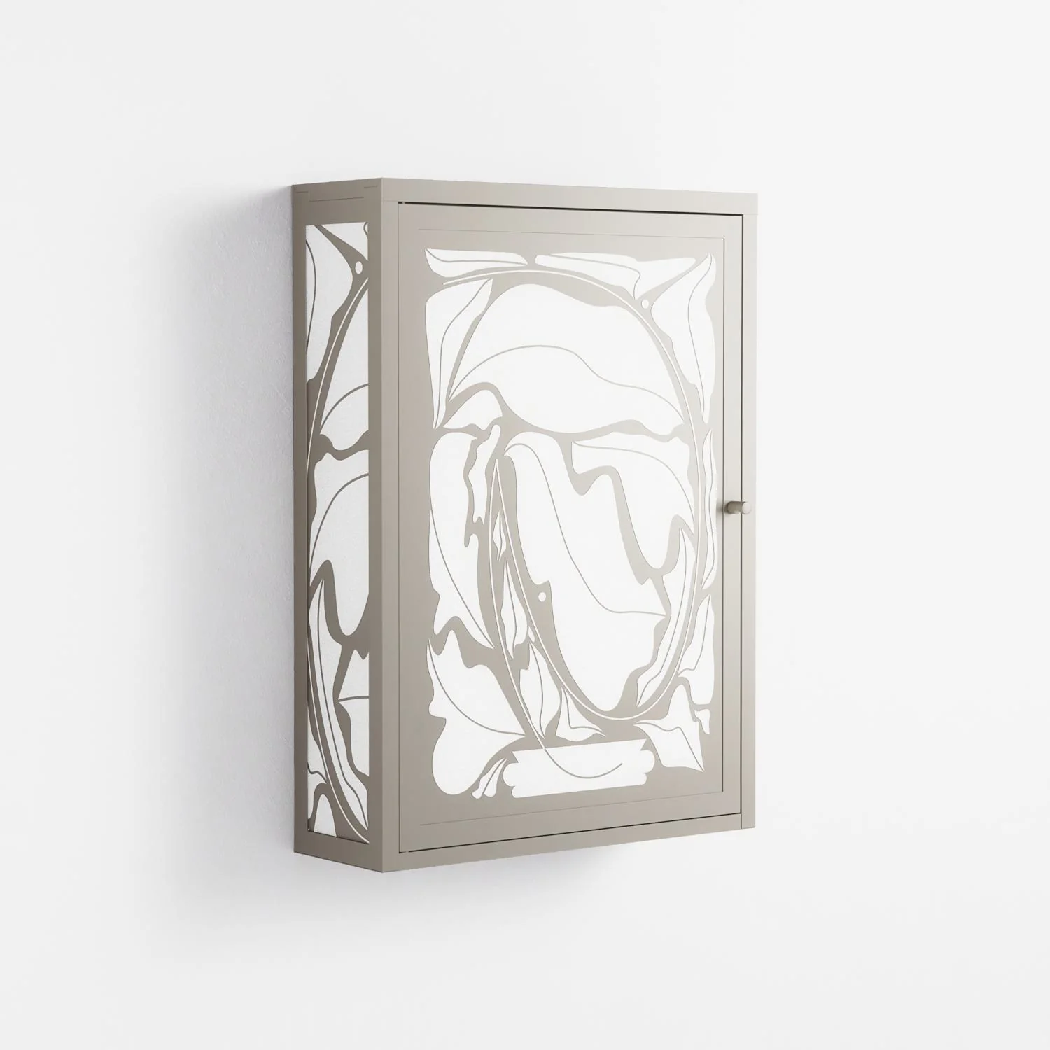 White Potted Plant - Wall Cabinet - Konrad Blaszczyk - Pebble - Overlay Metal - Image 4
