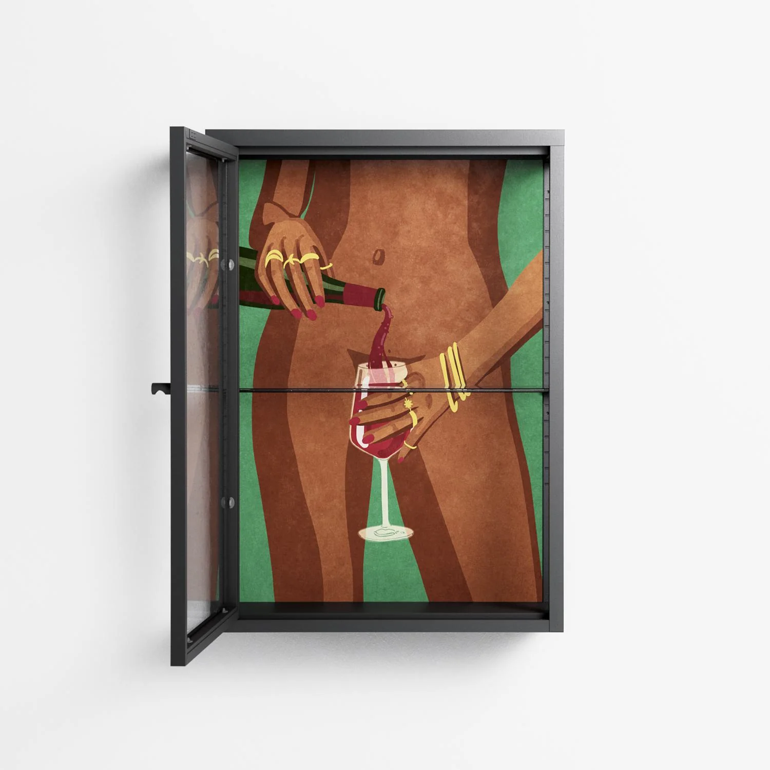 Wine and Me - Wall Cabinet - Raissa Oltmanns - Antracite - Clear glass - Image 3
