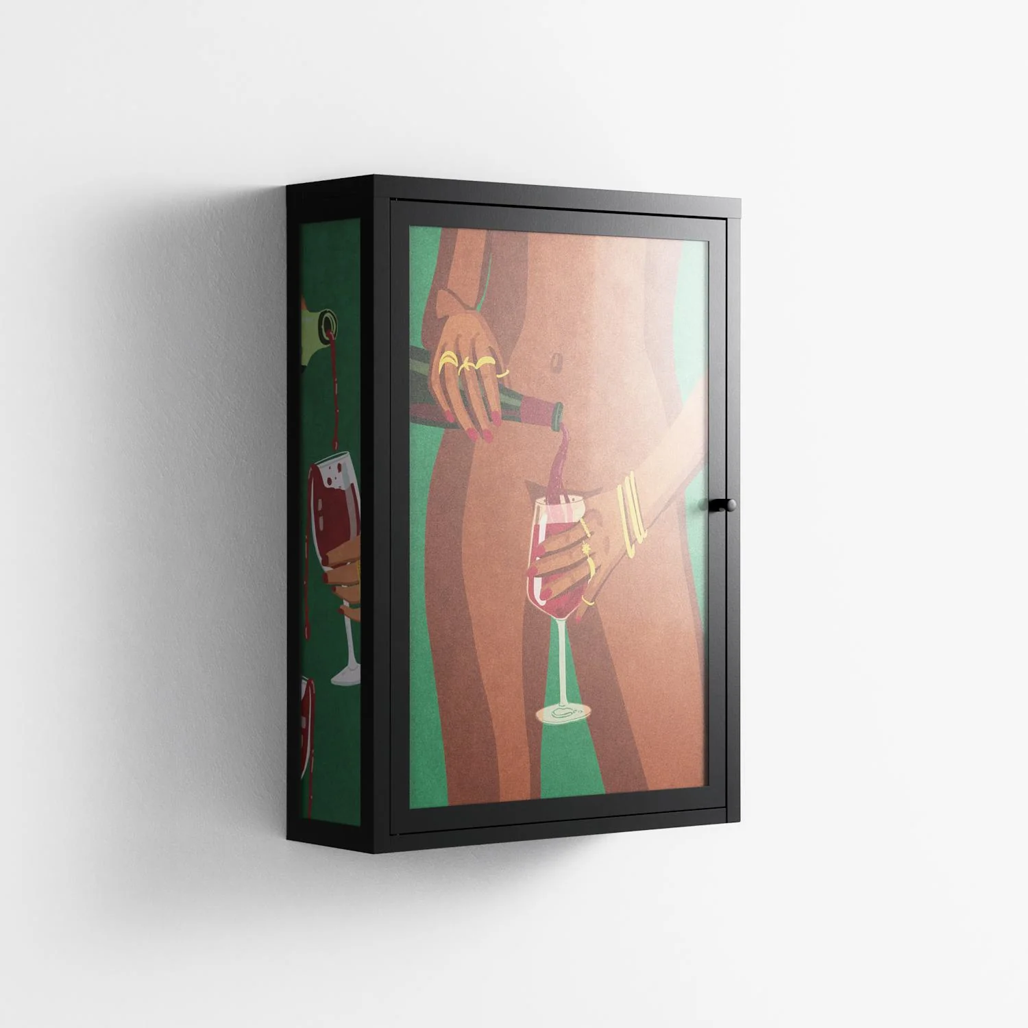 Wine And Me - Wall Cabinet - Raissa Oltmanns - Antracite - Overlay Glass - Image 4