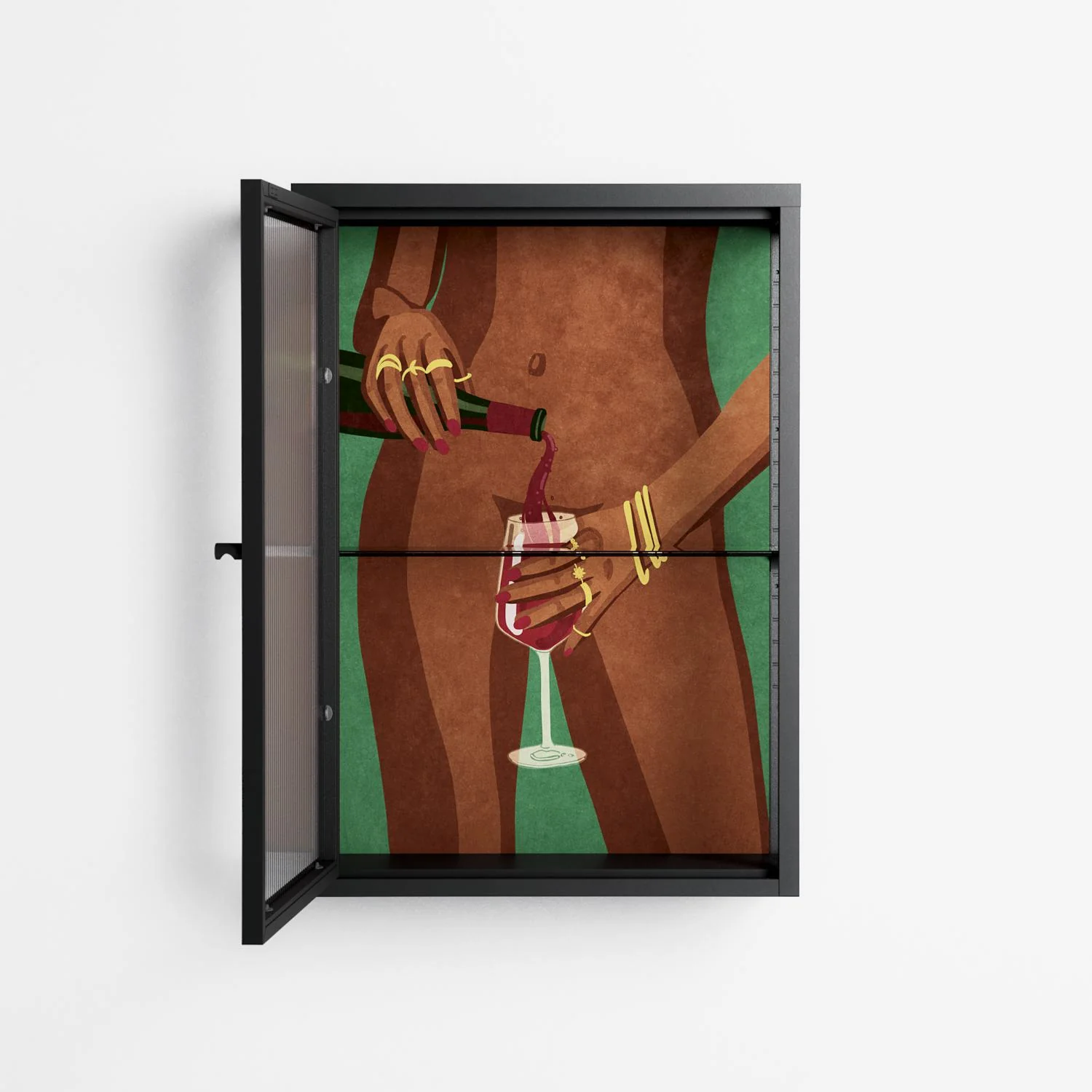 Wine and Me - Wall Cabinet - Raissa Oltmanns - Antracite - Reeded glass - Image 3