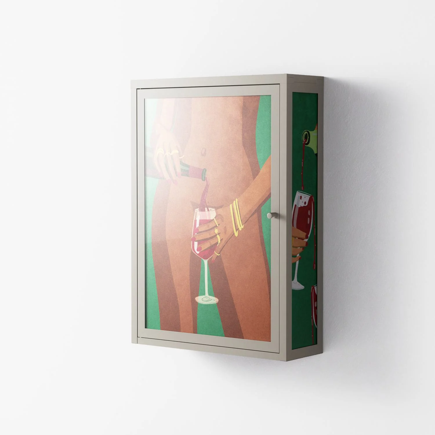 Wine And Me - Wall Cabinet - Raissa Oltmanns - Pebble - Overlay Glass - Image 2