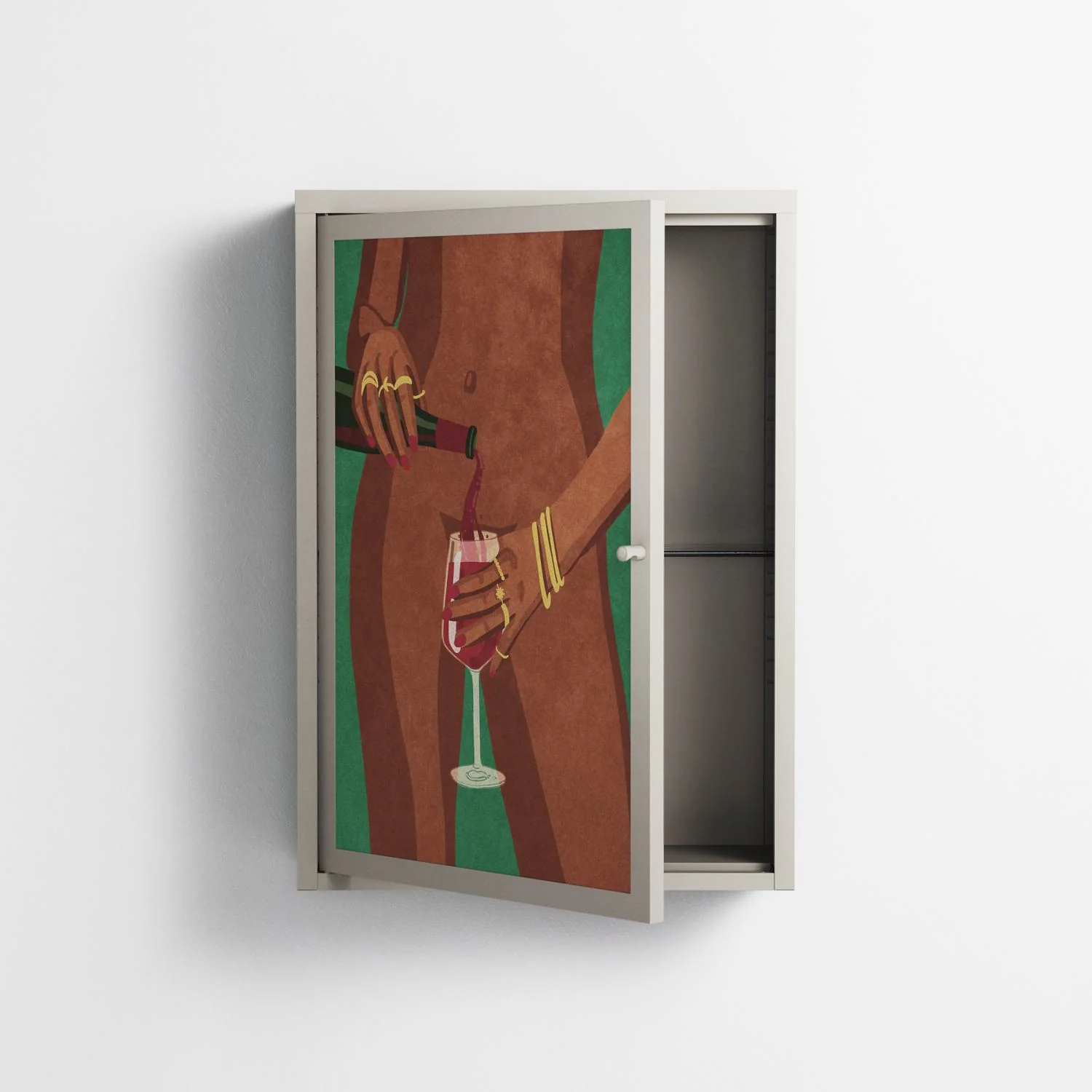 Wine And Me - Wall Cabinet - Raissa Oltmanns - Pebble - Overlay Metal - Image 3