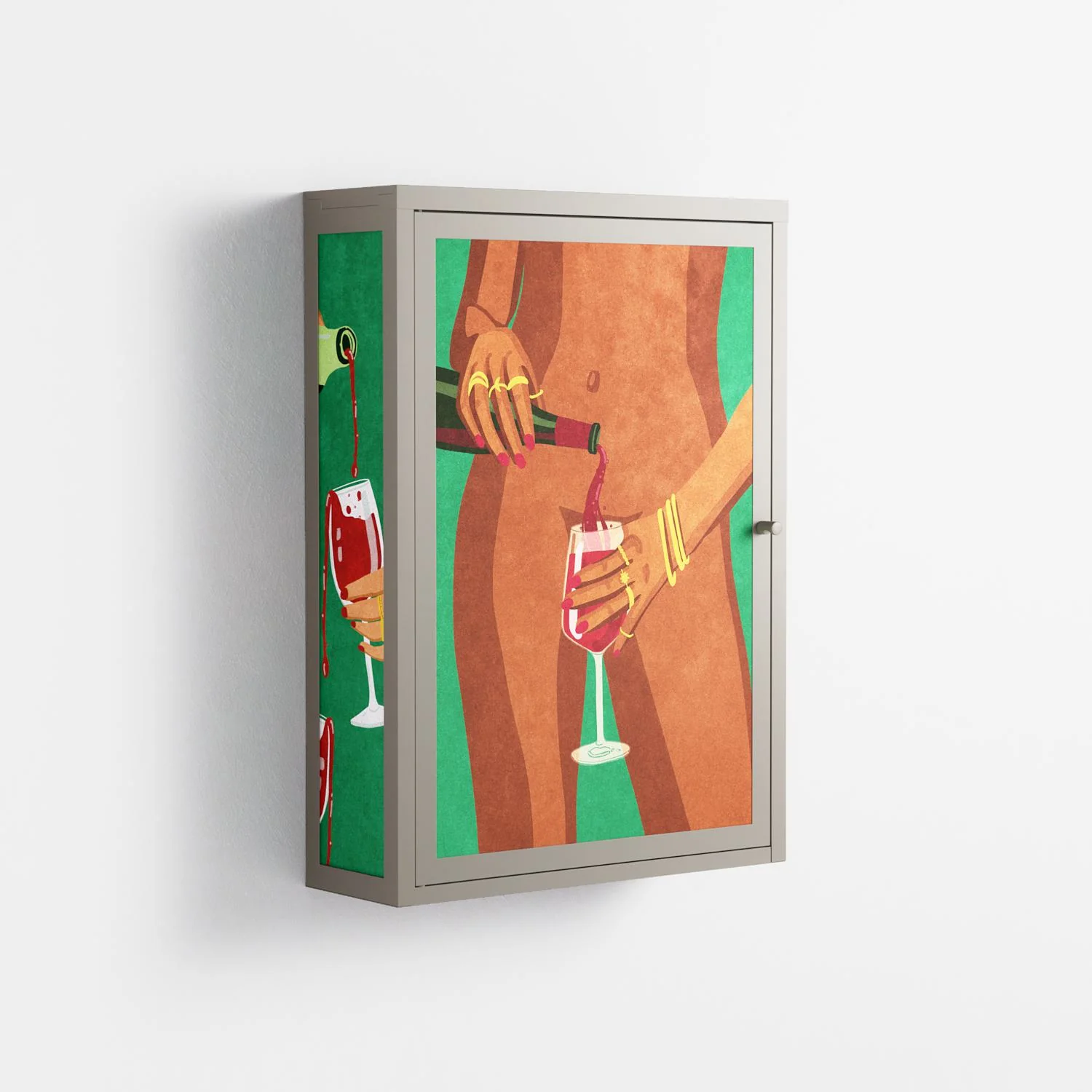 Wine And Me - Wall Cabinet - Raissa Oltmanns - Pebble - Overlay Metal - Image 4