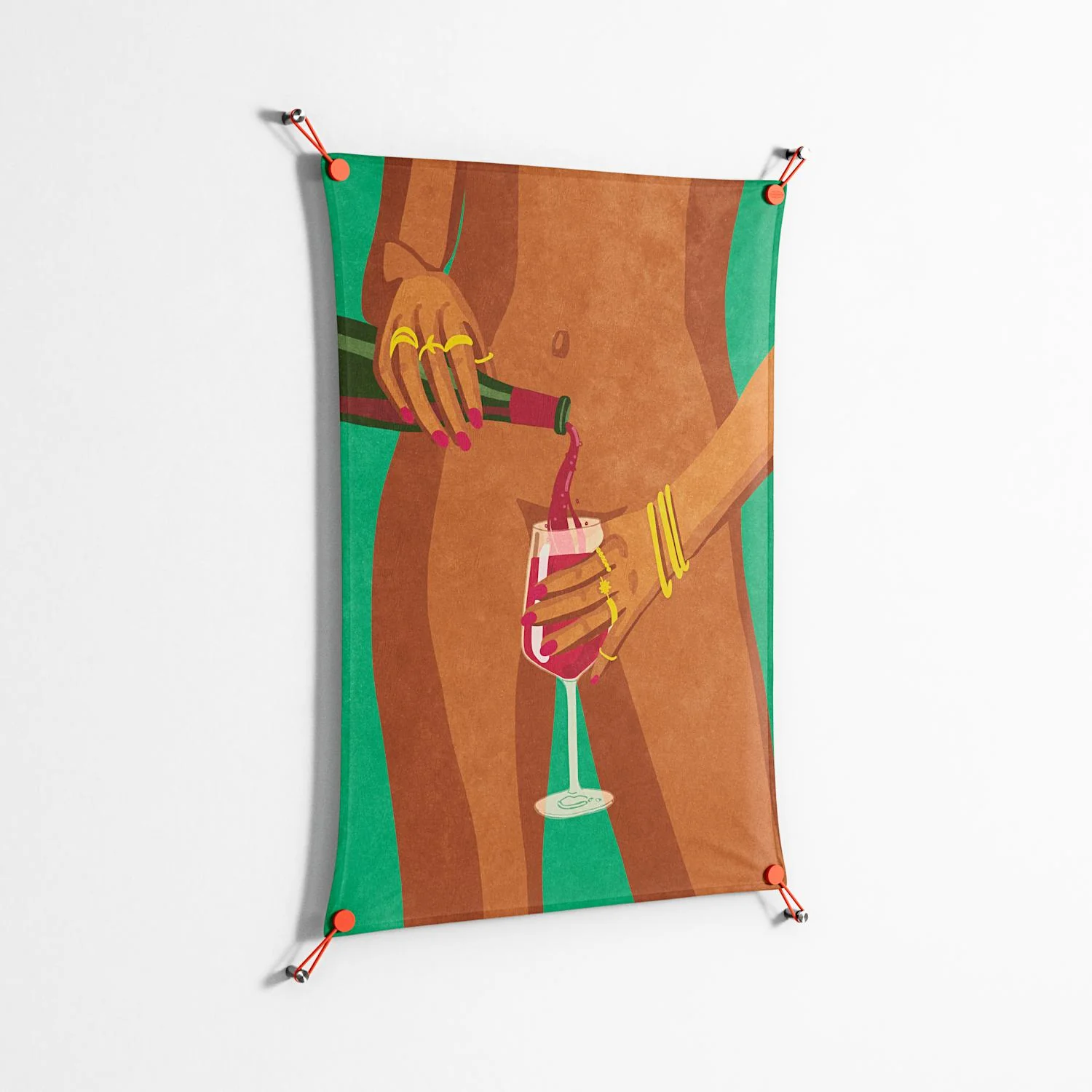 Wine and Me - Work On Wall - Raissa Oltmanns - Orange - 70 x 100 cm - Image 2