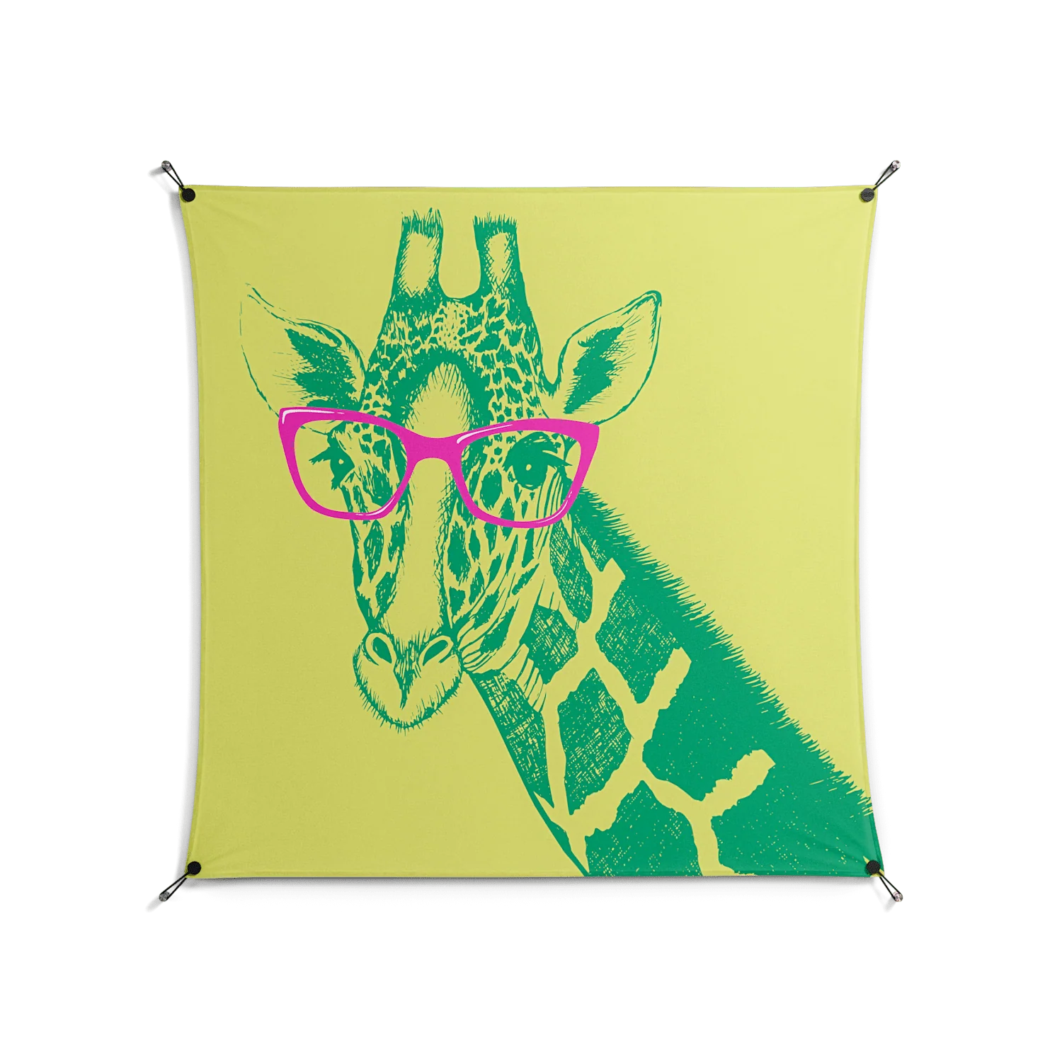 Wise Giraffe - Work On Wall - Amy Suther - Black - 140 x 140 cm
