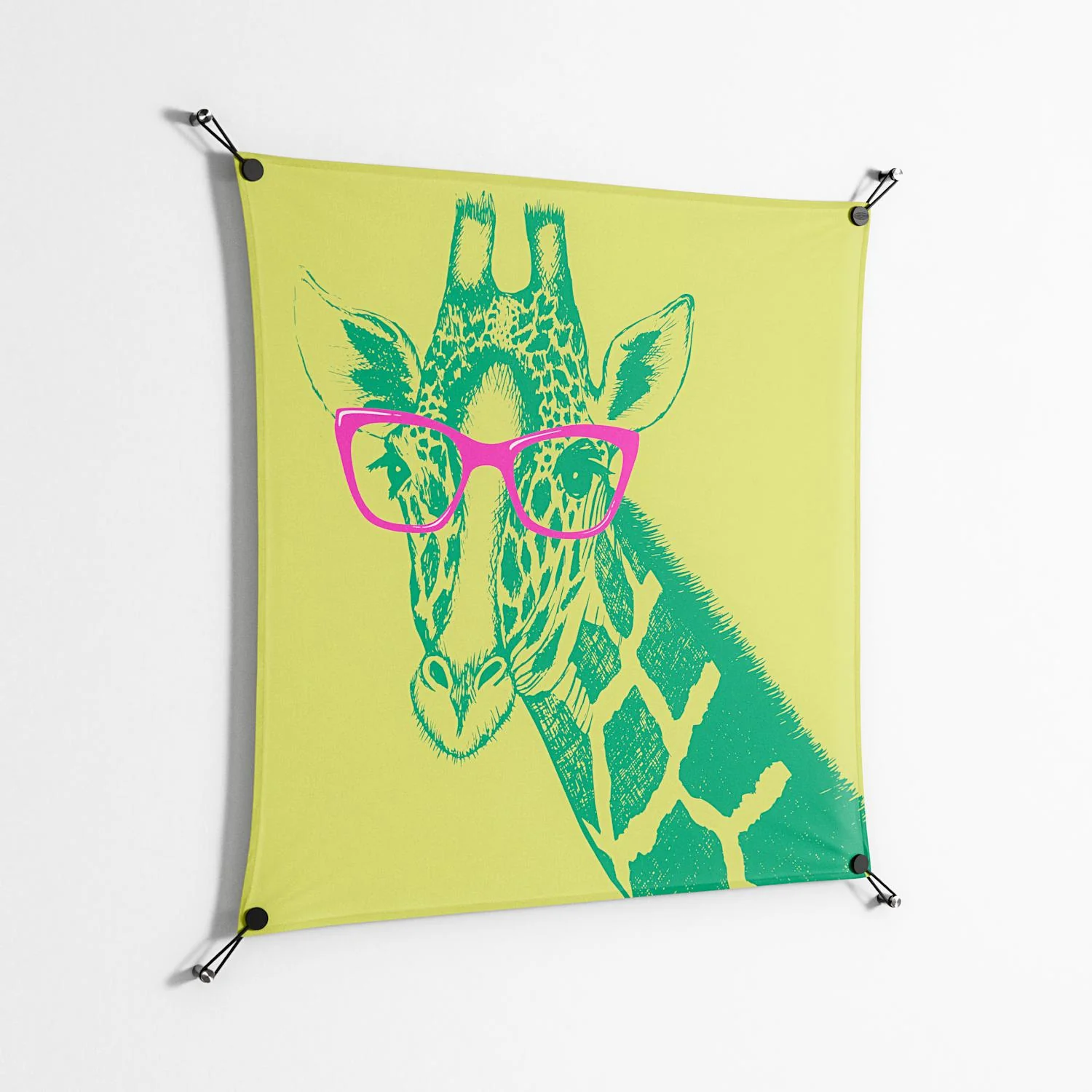 Wise Giraffe - Work On Wall - Amy Suther - Black - 90 x 90 cm - Image 2