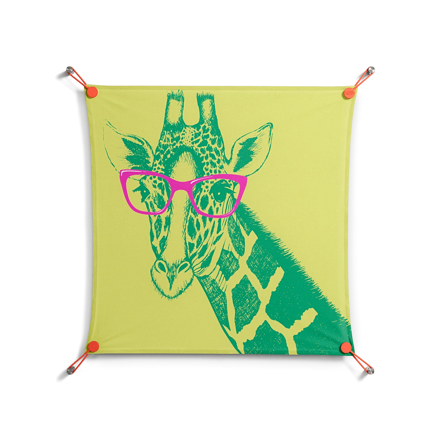Wise Giraffe - Work On Wall - Amy Suther - Orange - 70 x 70 cm