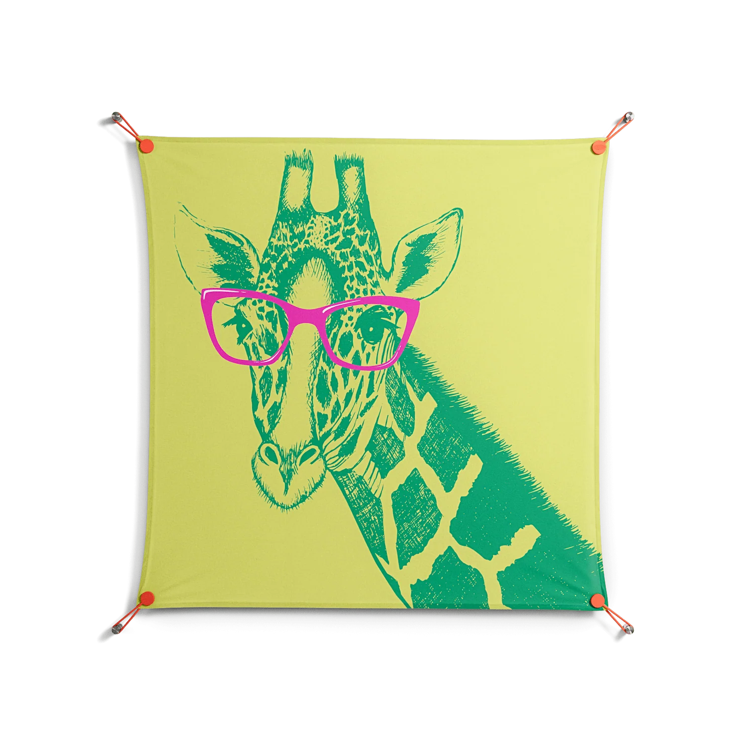 Wise Giraffe - Work On Wall - Amy Suther - Orange - 90 x 90 cm
