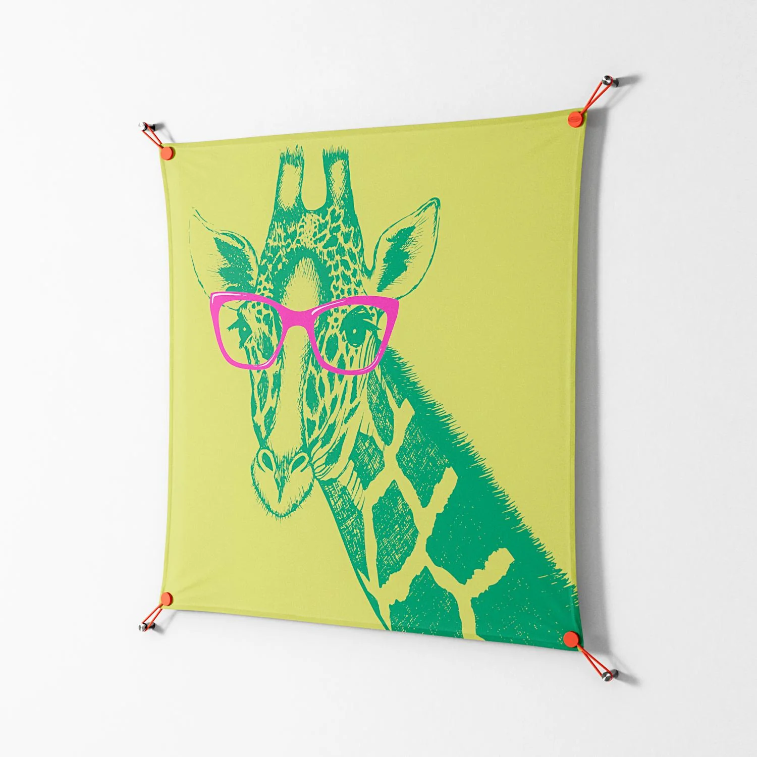 Wise Giraffe - Work On Wall - Amy Suther - Orange - 90 x 90 cm - Image 2