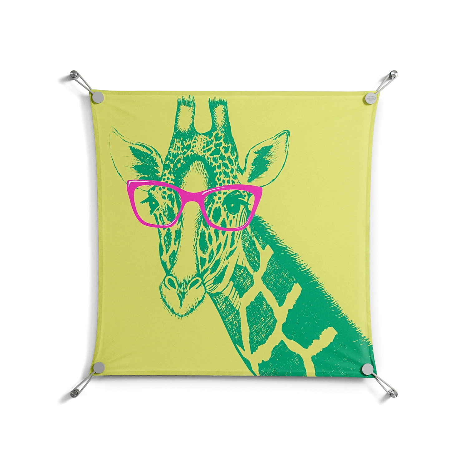 Wise Giraffe - Work On Wall - Amy Suther - Silver - 70 x 70 cm