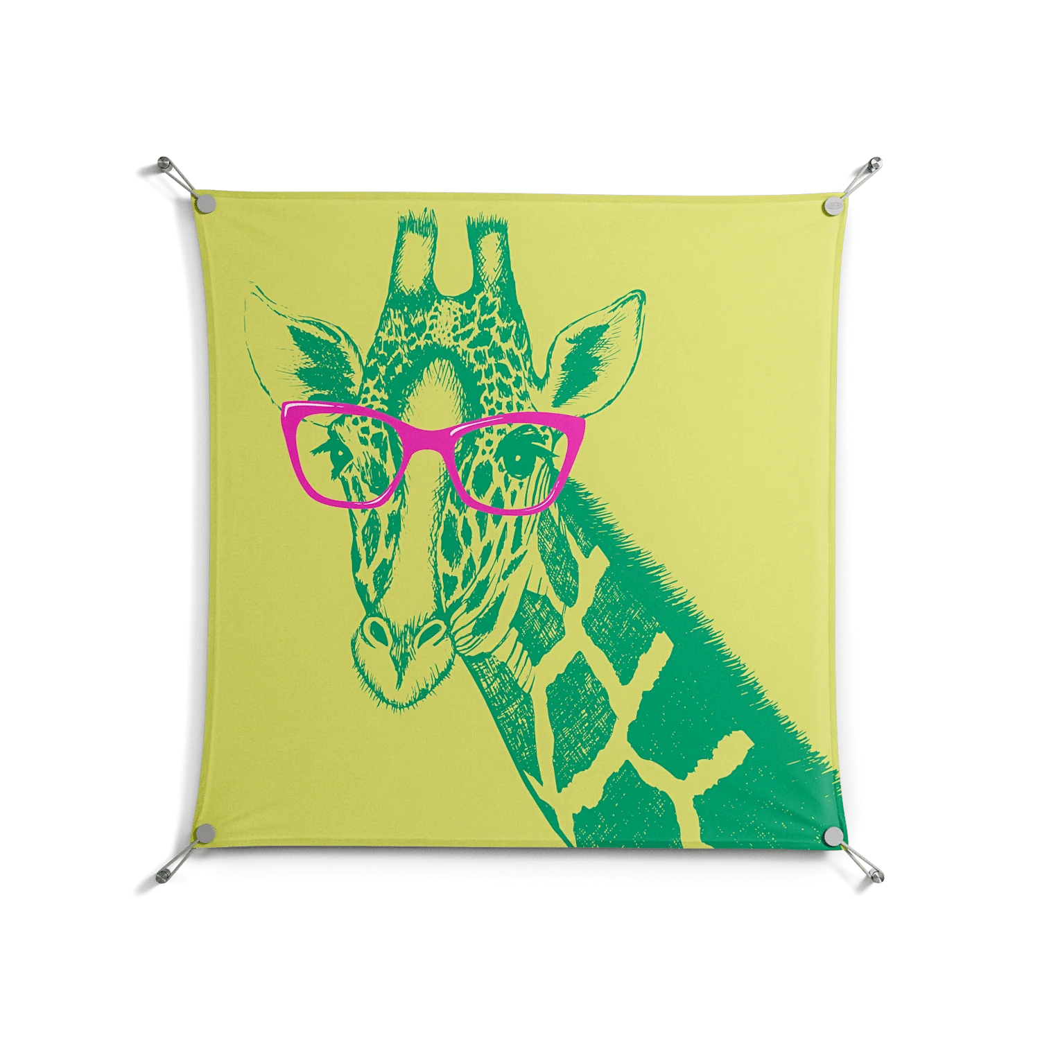 Wise Giraffe - Work On Wall - Amy Suther - Silver - 90 x 90 cm