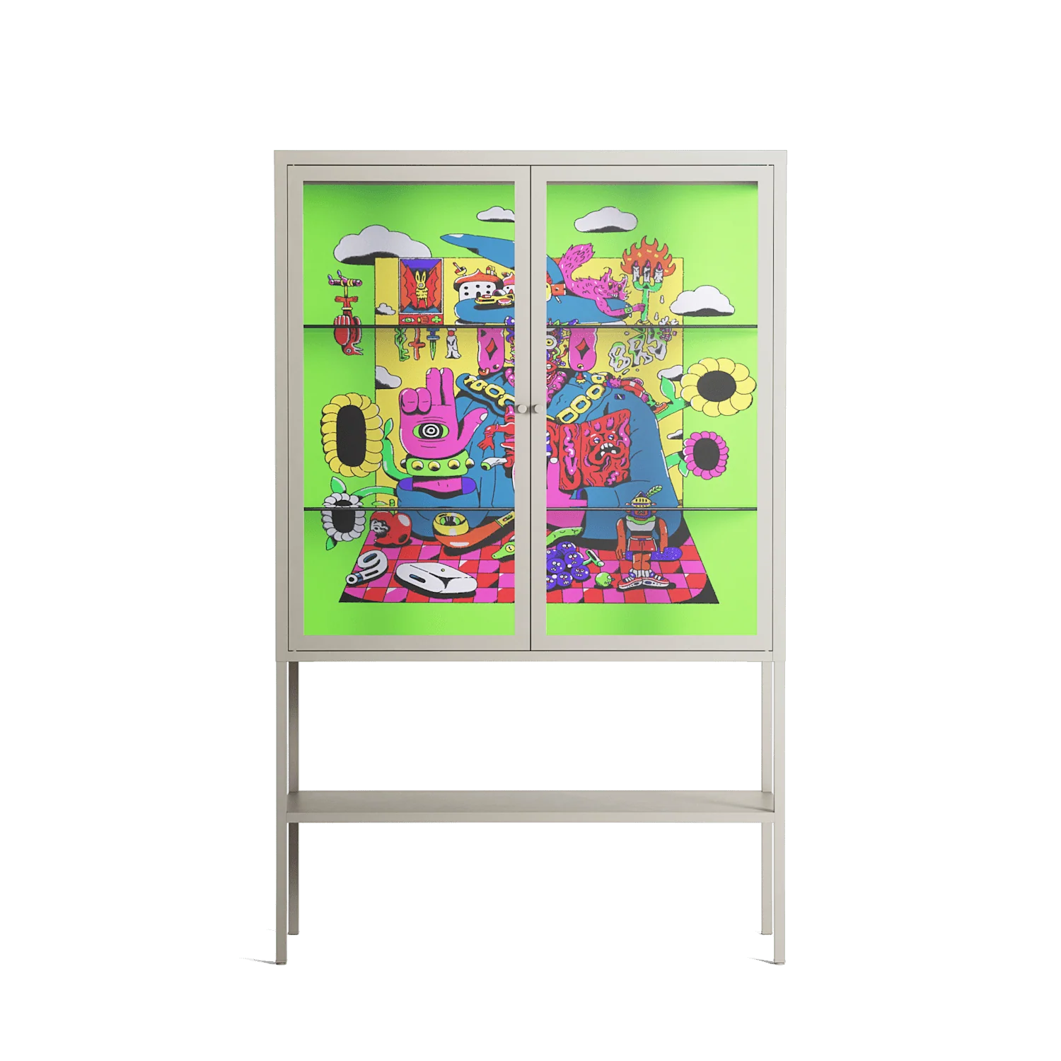 Wizard - Loft Cabinet - Cezar Berje - Pebble - Clear glass