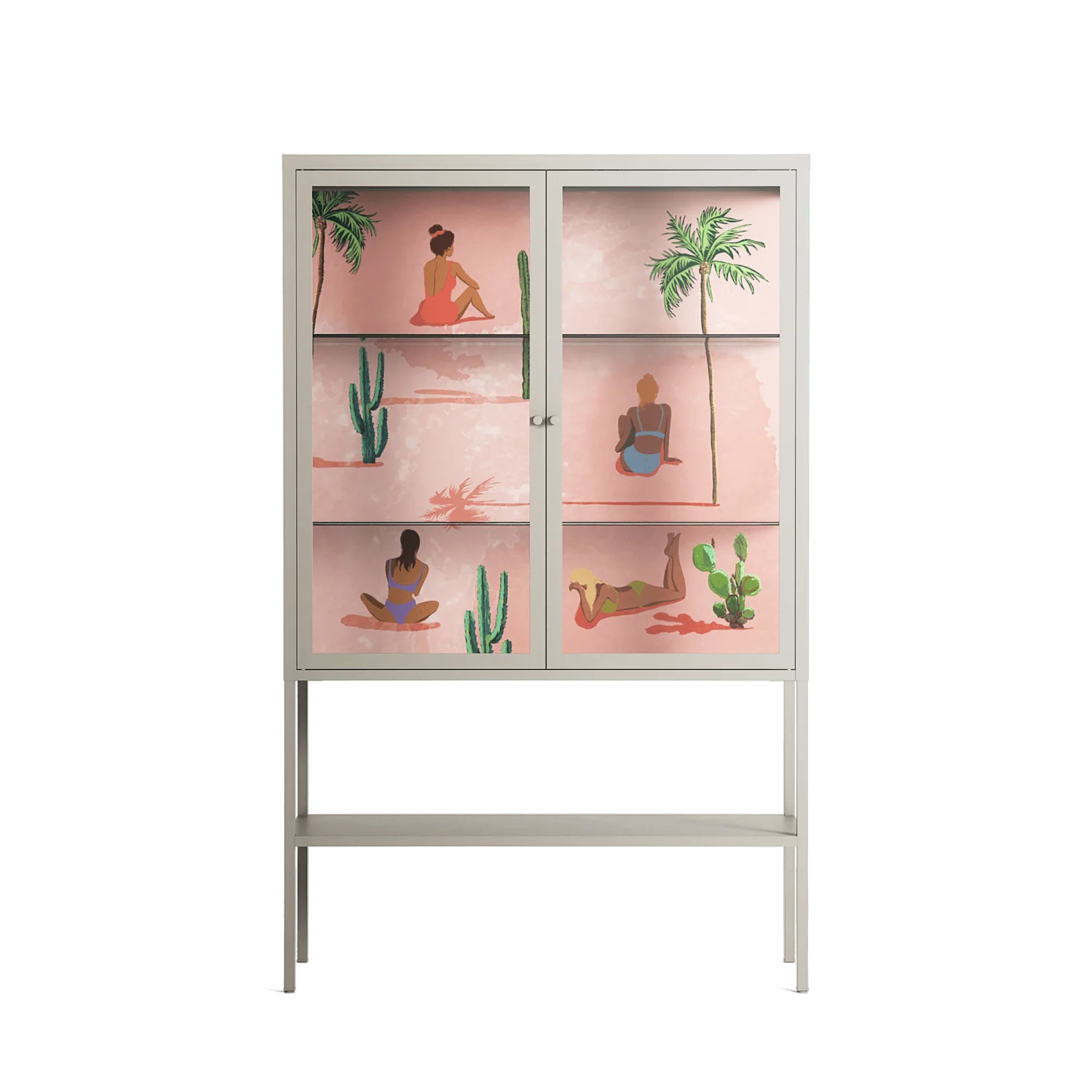 Woman at the Beach - Loft Cabinet - Raissa Oltmanns - Pebble - Clear glass