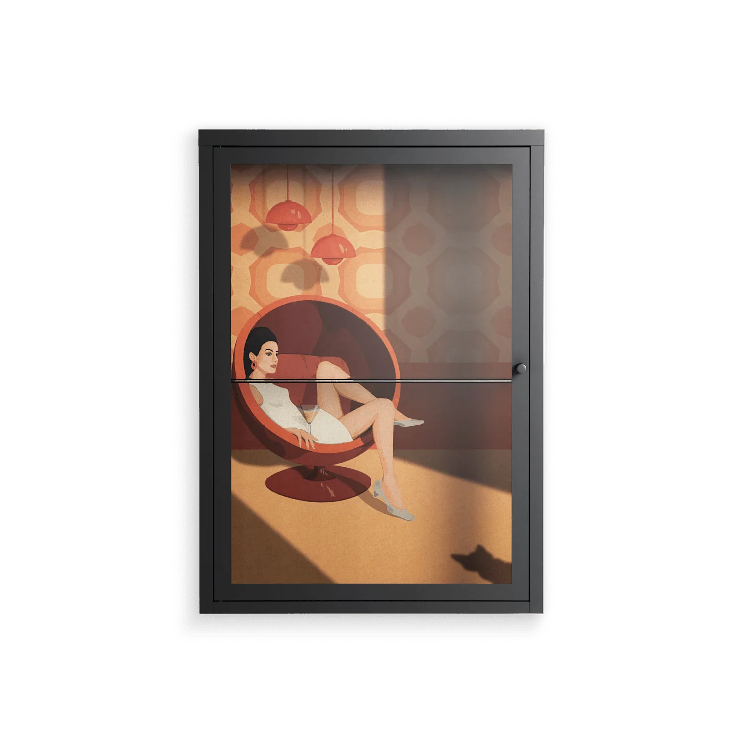 Women In Ballchair - Wall Cabinet - Kristin Eriksson - Antracite - Clear glass
