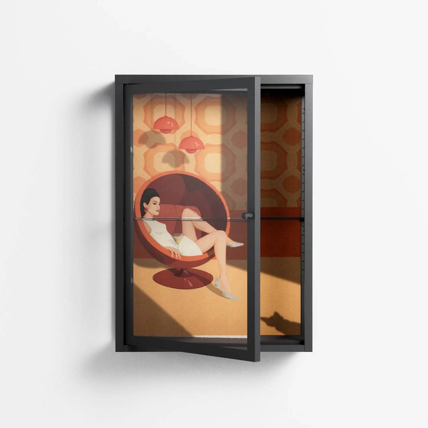 Women In Ballchair - Wall Cabinet - Kristin Eriksson - Antracite - Clear glass - Image 2