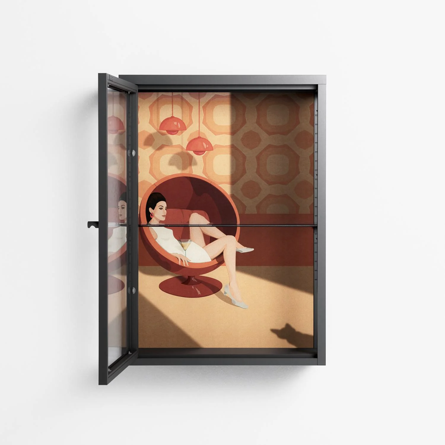 Women In Ballchair - Wall Cabinet - Kristin Eriksson - Antracite - Clear glass - Image 3