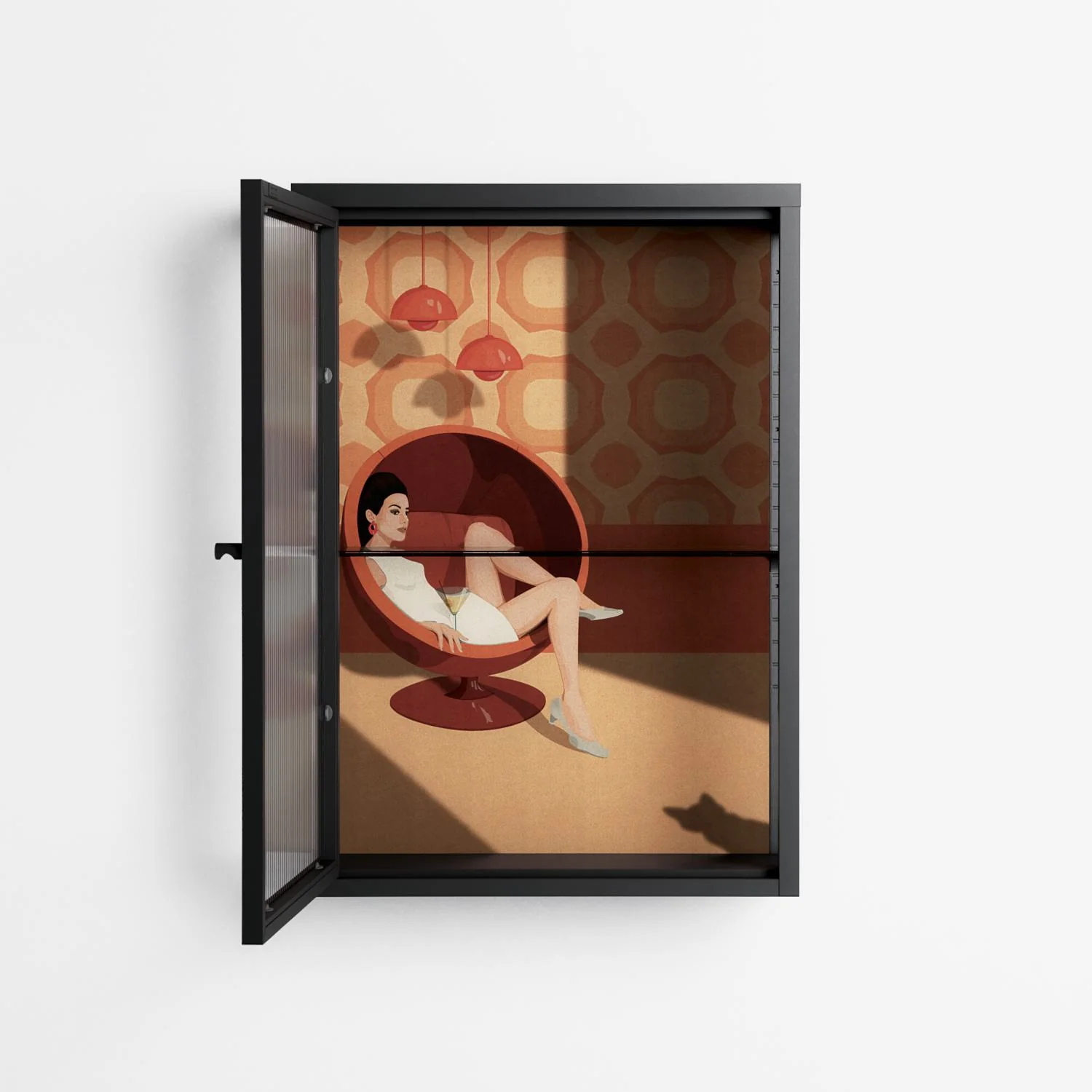 Women In Ballchair - Wall Cabinet - Kristin Eriksson - Antracite - Reeded glass - Image 3