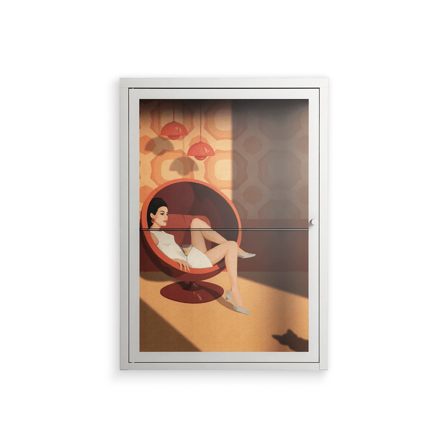 Women In Ballchair - Wall Cabinet - Kristin Eriksson - Chalk - Clear glass